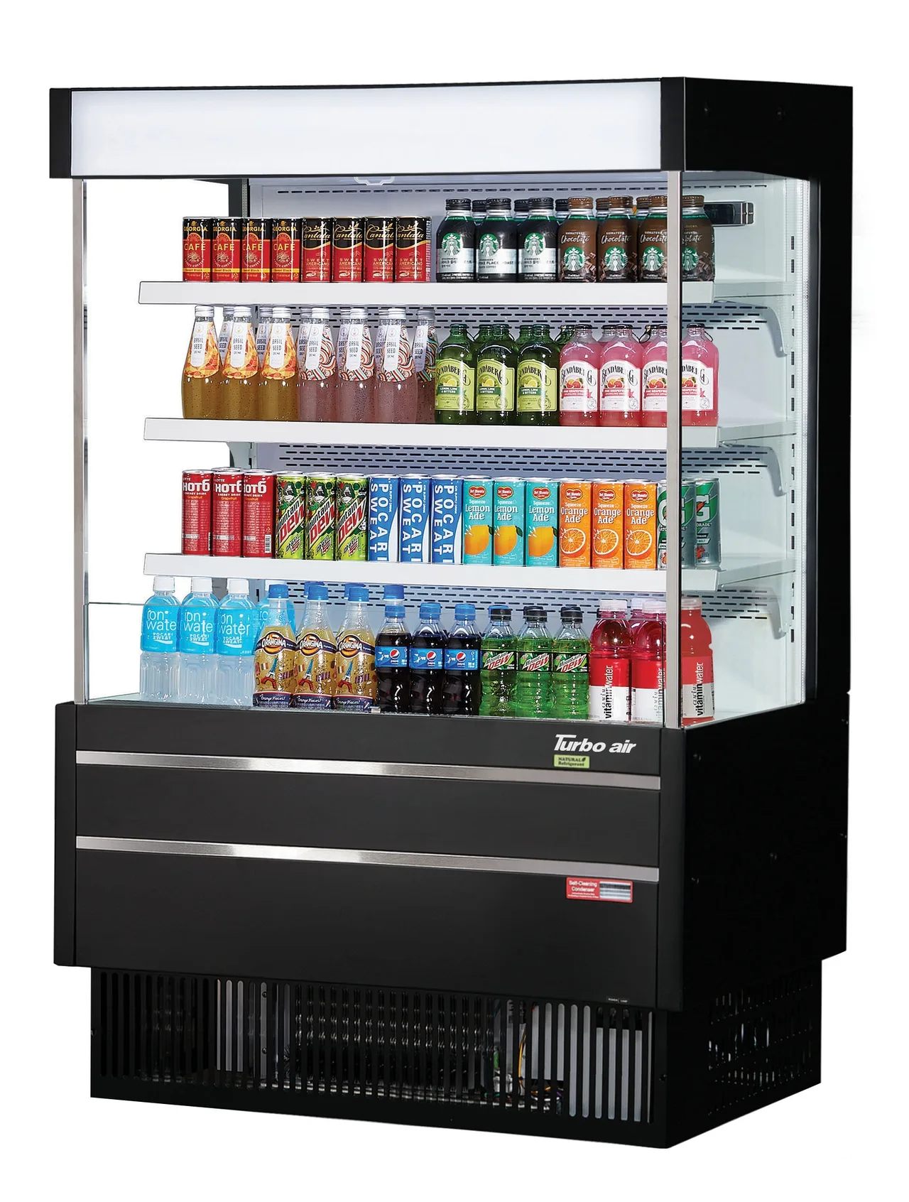 Turbo Air TOM-40MSEW(B)-N 39″ Vertical Open Air Merchandiser, Specify Exterior, Self-Contained, 3 Shelves, Night Curtain, 10.4 cu. ft.