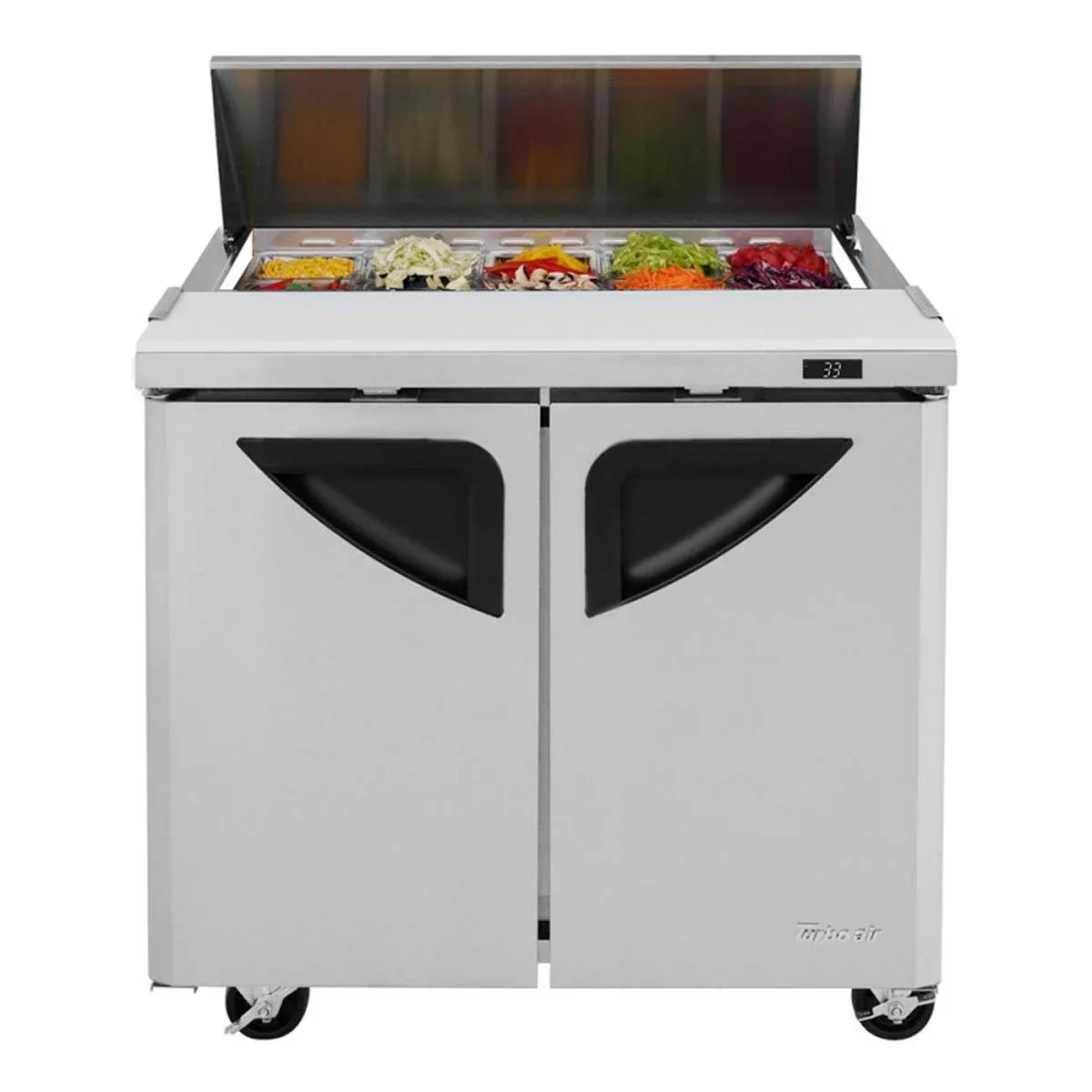 Turbo Air TST-36SD-N6 36″ Two Section Sandwich / Salad Prep Table w/ 2 Doors, 10 Pans