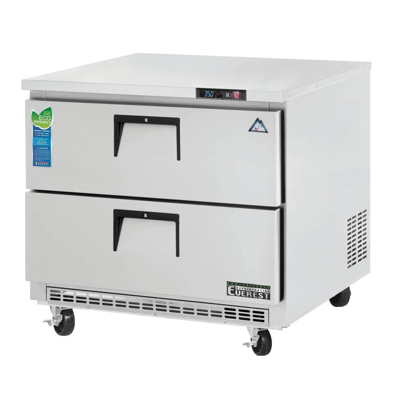 Everest ETBSR2-D2 35″ One Section Undercounter Refrigerator w/ 2 Drawers, 10 cu. ft.