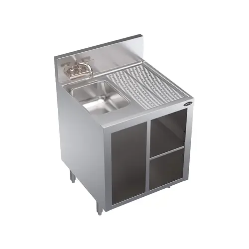 Krowne KR24-24SC-L 24″ Wet & Dry Underbar Waste Cabinet with Left Side Sink