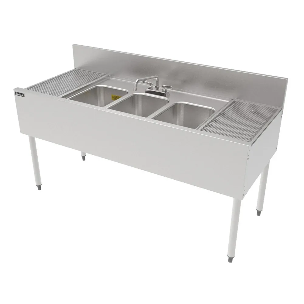 Perlick TSF60M3-DB 60″ 3 Compartment Sink w/ 14″L x 10″W Bowl, 9 1/4″ Deep