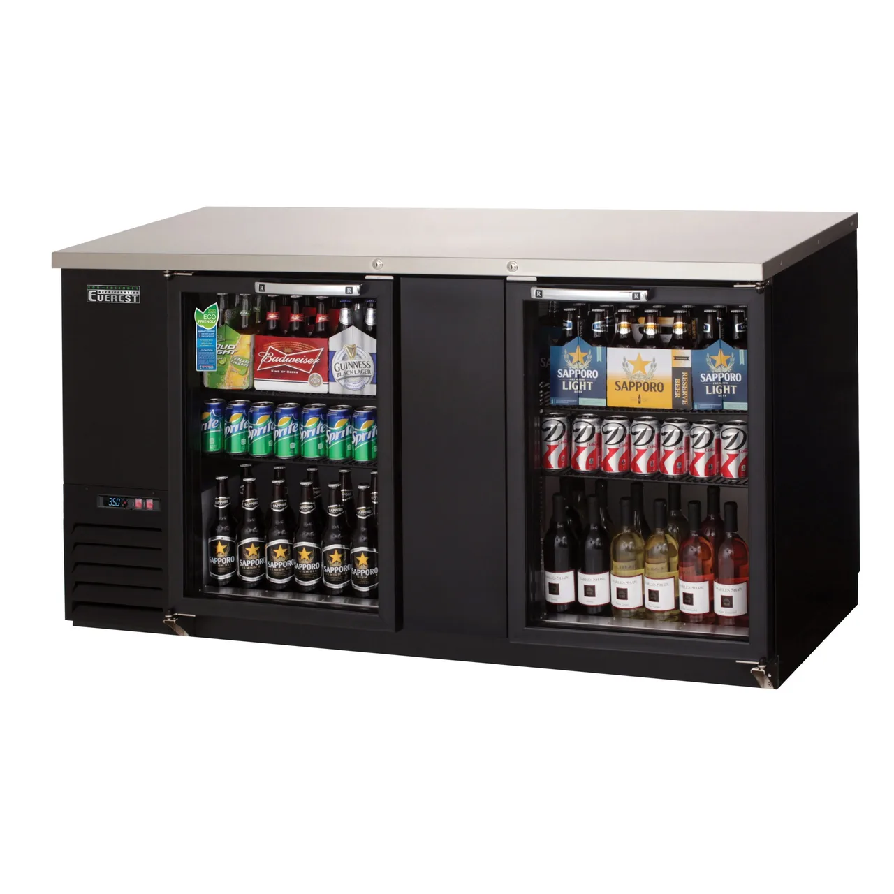 Everest EBB69G-24 68″ Two Section Back Bar Cooler with Glass Door, 20.0 cu. ft.