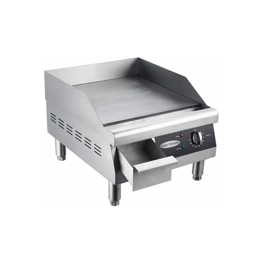 Serv-Ware ETG-16 16″ Countertop Electric Thermostatic Griddle, 16” x 15.5” Surface, 120V