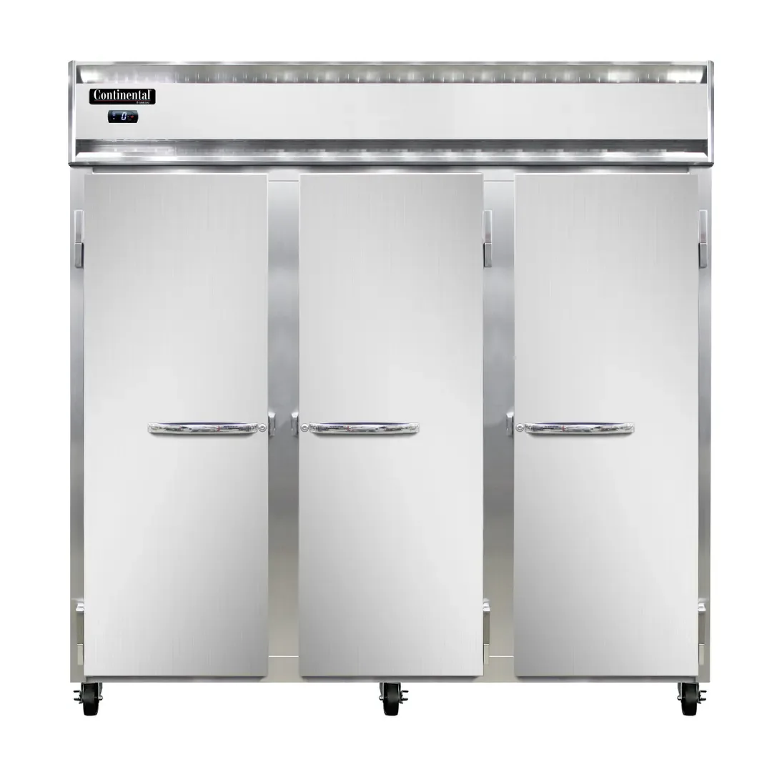 Continental Refrigerator 3FN 78″ Three Section Reach-In Freezer w/ 3 Solid Doors, 70 cu. ft., 208-230 V