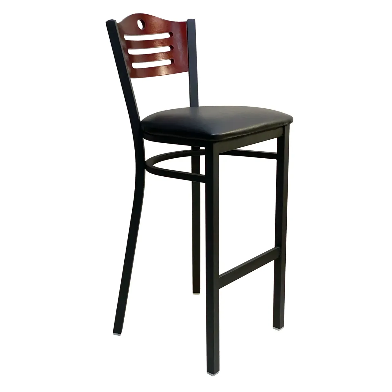 AAA Furniture Wholesale 315A-BS BVS Bar Stool with Wood Back and Upholstered Seat, Black (Quick Ship)