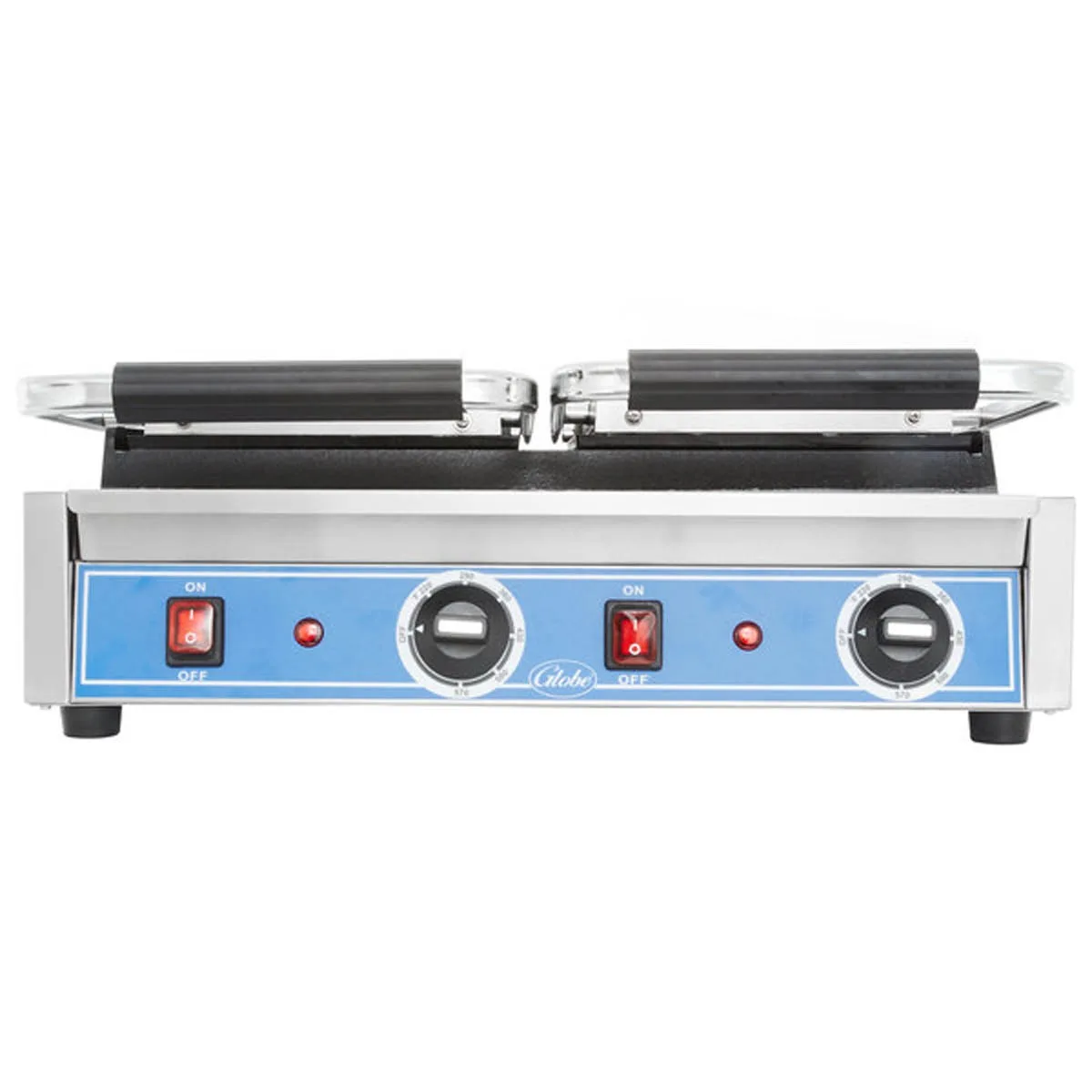 Globe GSGDUE10 Double Commercial Panini Press w/ Cast Iron Smooth Plates, 240v/1ph 7