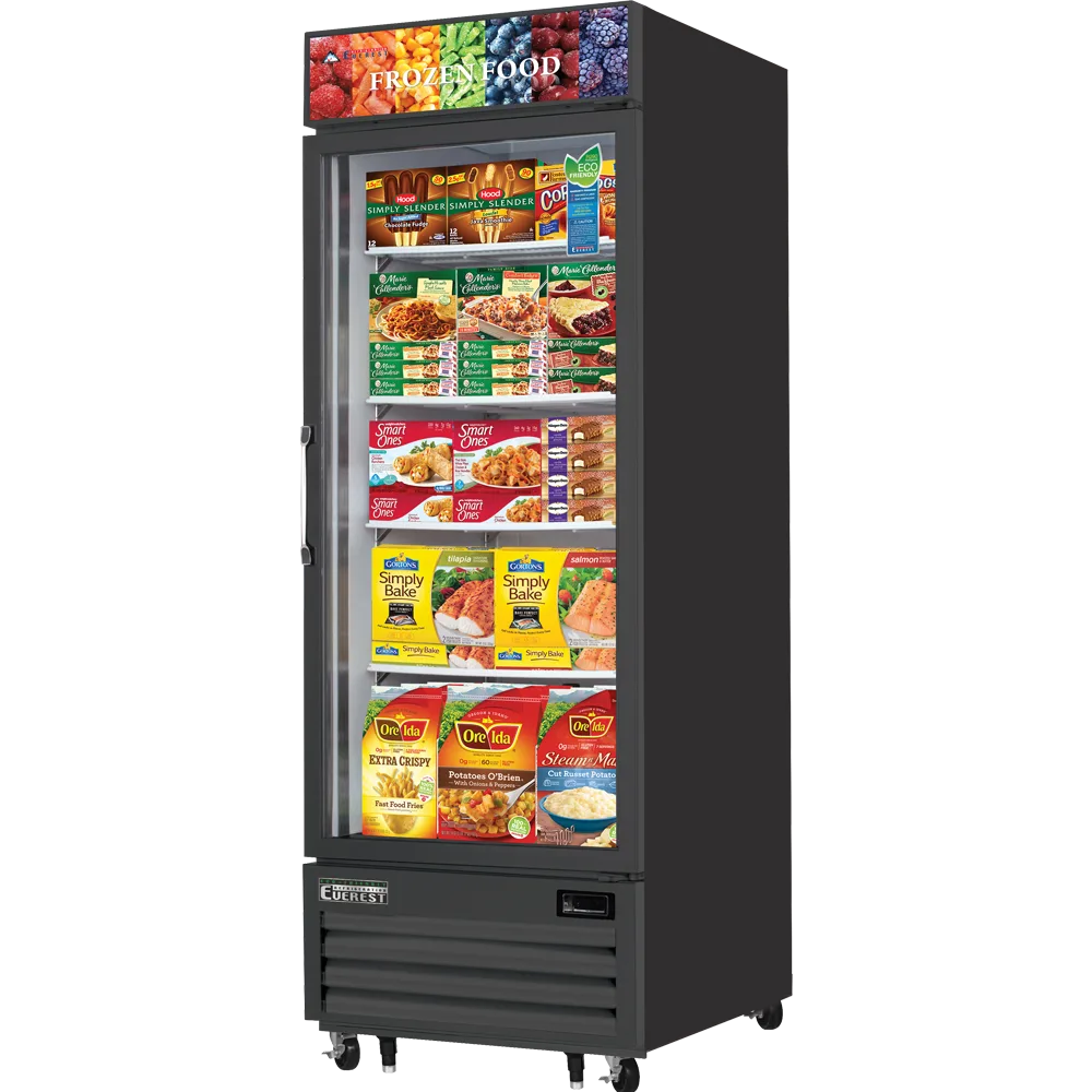Everest Refrigeration EMGF23B 29″ One Section Glass Door Freezer Merchandiser in Black, 23.0 cu. ft.