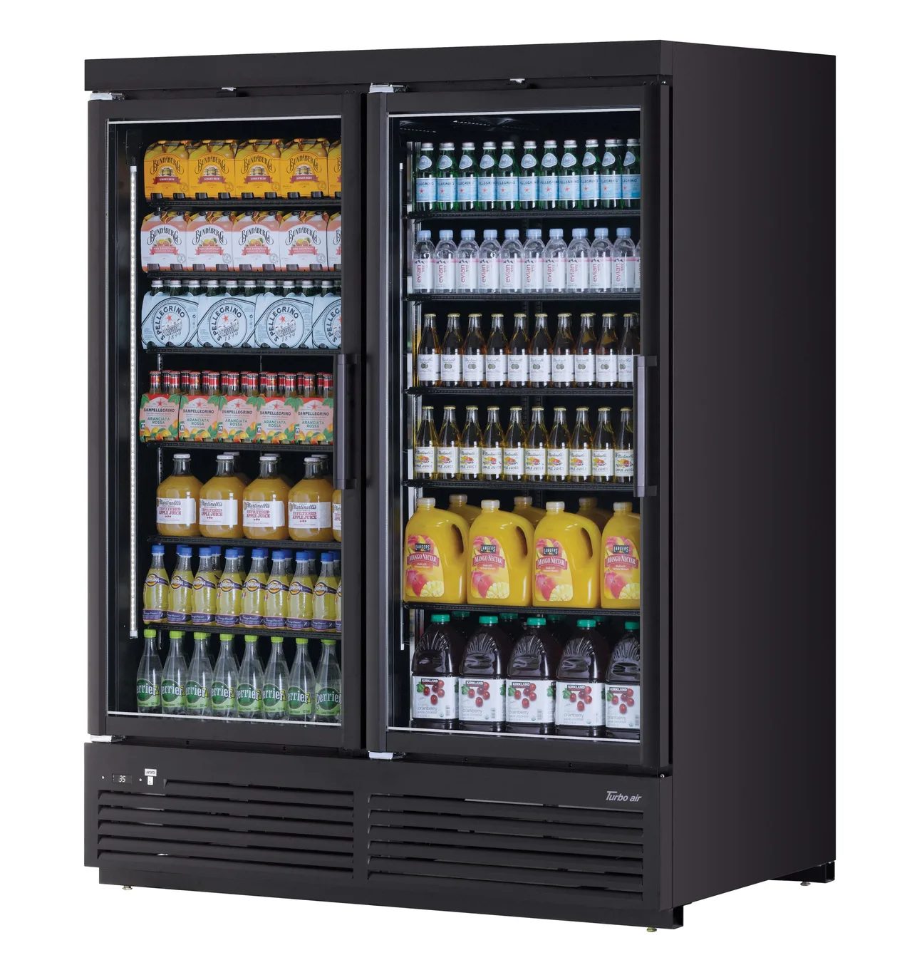 Turbo Air TJMR-55SDW(B)-N 65″ 2-Section Swing Glass Door Refrigerated Merchandiser, 62 cu. ft.
