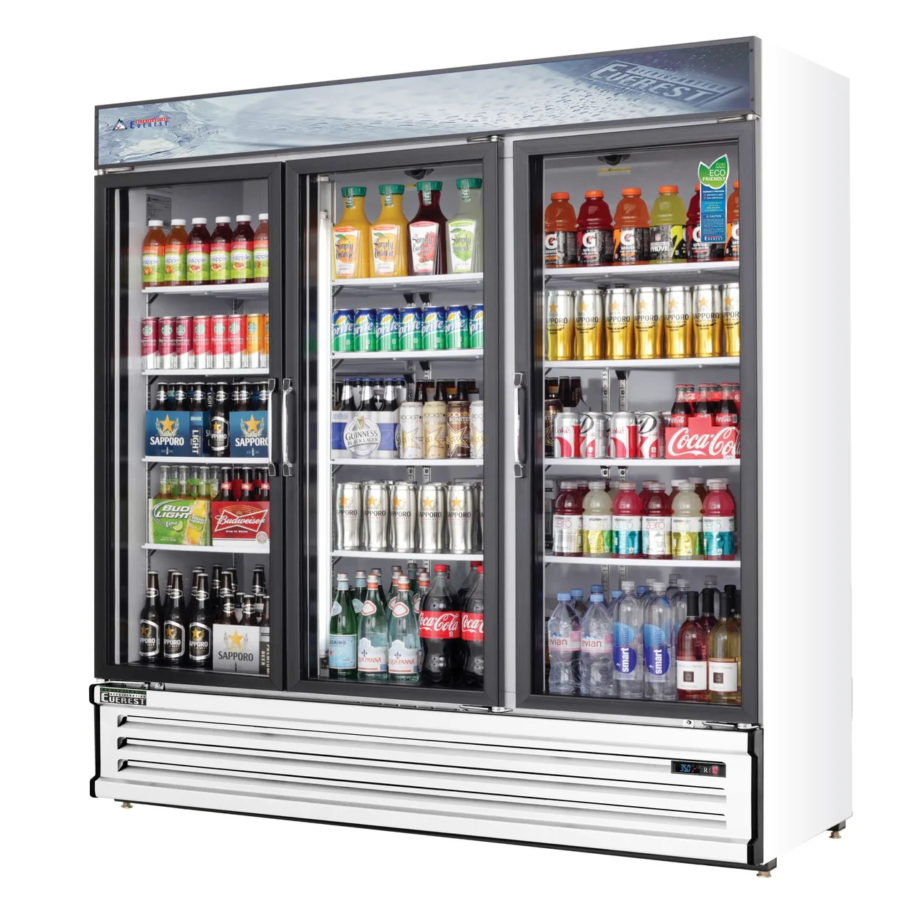 Everest EMSGR69 72″ Three Doors Merchandiser Refrigerator, White Exterior, 71 cu. ft.