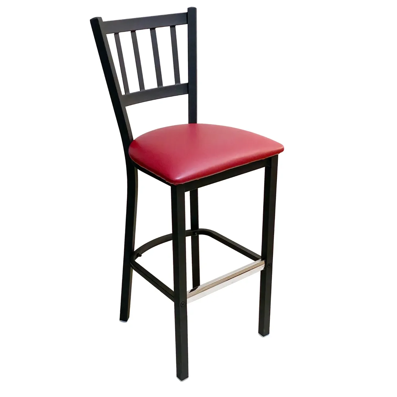 AAA Furniture Wholesale 309BS GR4-BLK Bar Stool with Slat Back and Upholstered Seat, Black