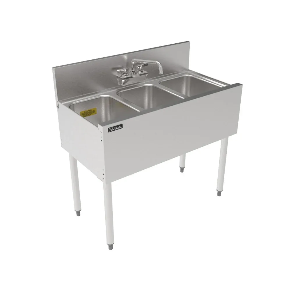 Perlick TS36M3 36″ 3 Compartment Sink w/ 14″L x 10″W Bowl, 9 1/4″ Deep