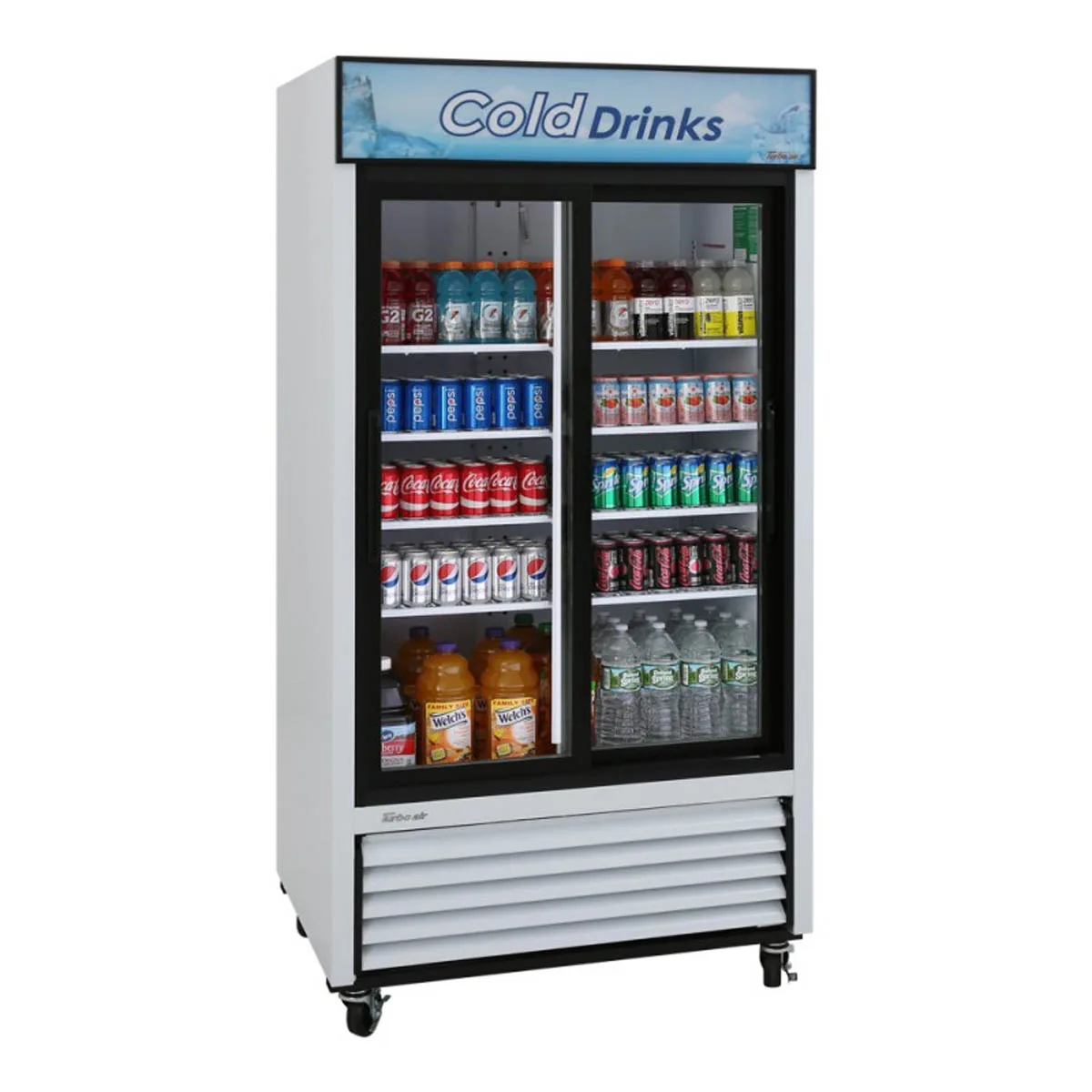 Turbo Air TGM-35R-N 41″ 2-Section Merchandiser Refrigerator w/ Sliding Glass Door, White, 29.27 cu. ft.
