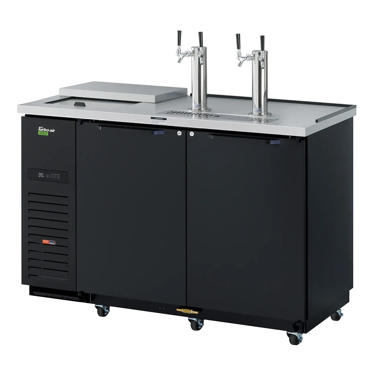 Turbo Air TCB-2SBD-N6 58″ Draft Beer Cooler w/ 2 Kegs, 2 Dual-Tap Towers, Black