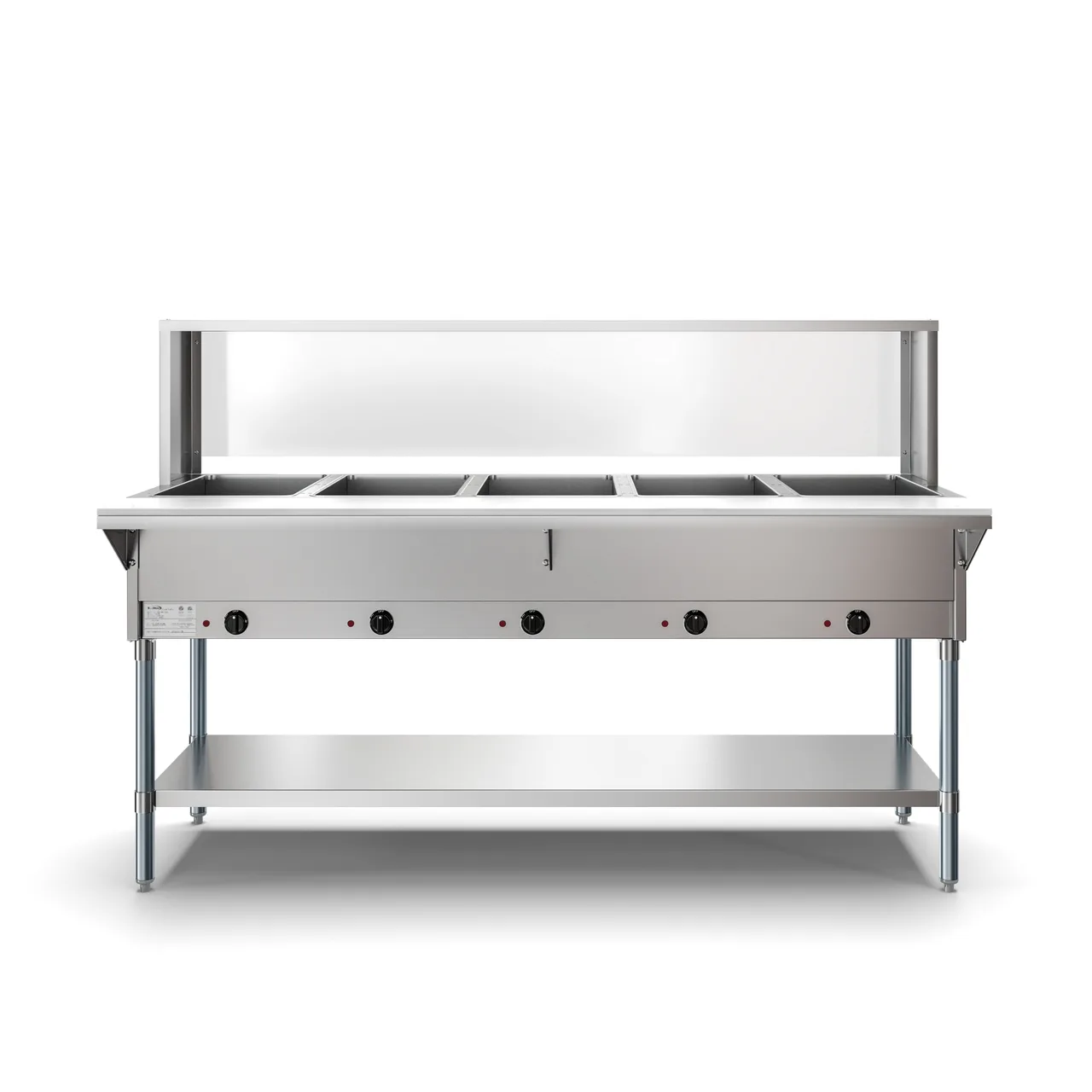 Koolmore KM-OWS-5 72″ Electric Steam Table with Undershelf, (5) Open Wells