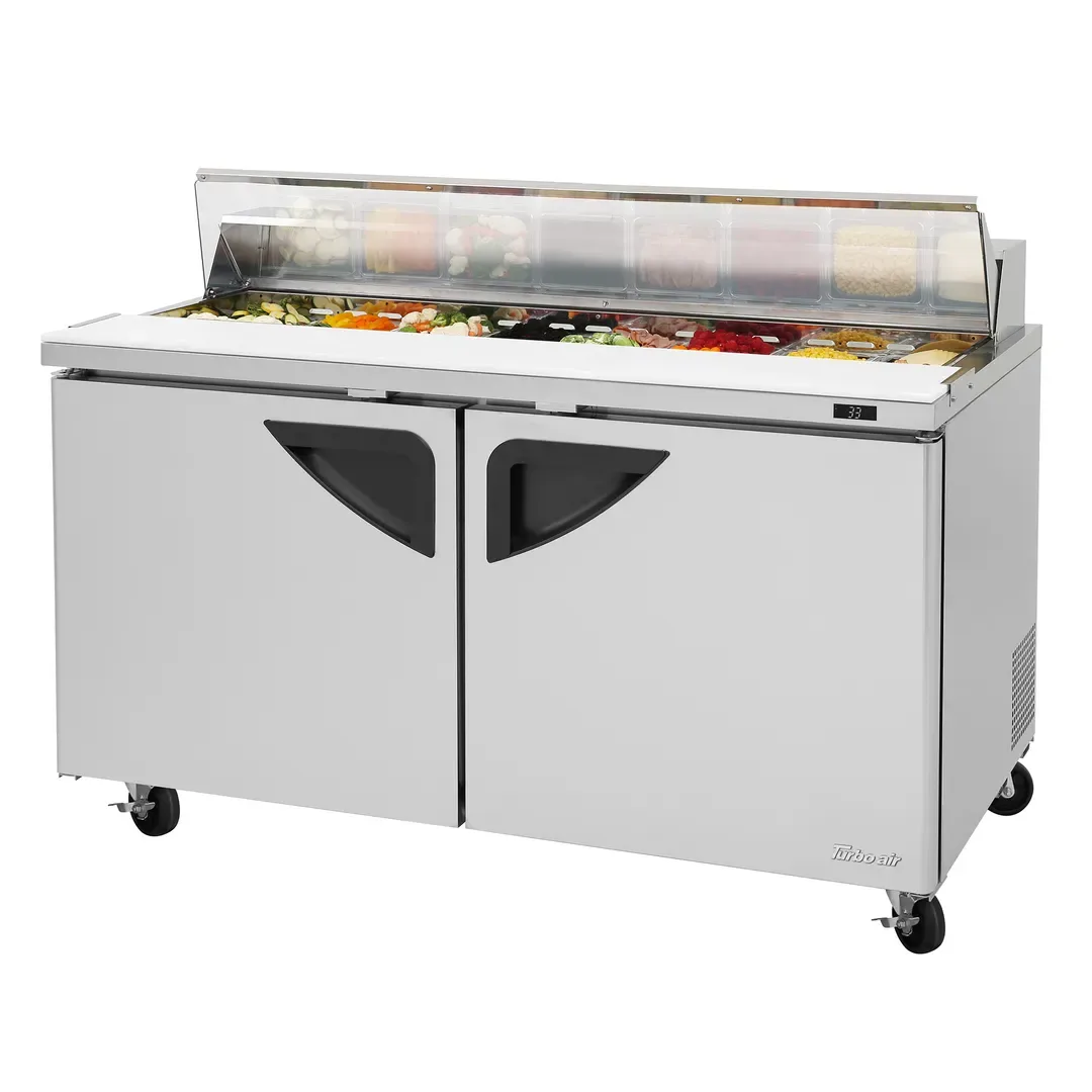 Turbo Air TST-60SD-N-CL 60″ Two Section Sandwich / Salad Prep Table w/ 2 Doors, 16 Pans