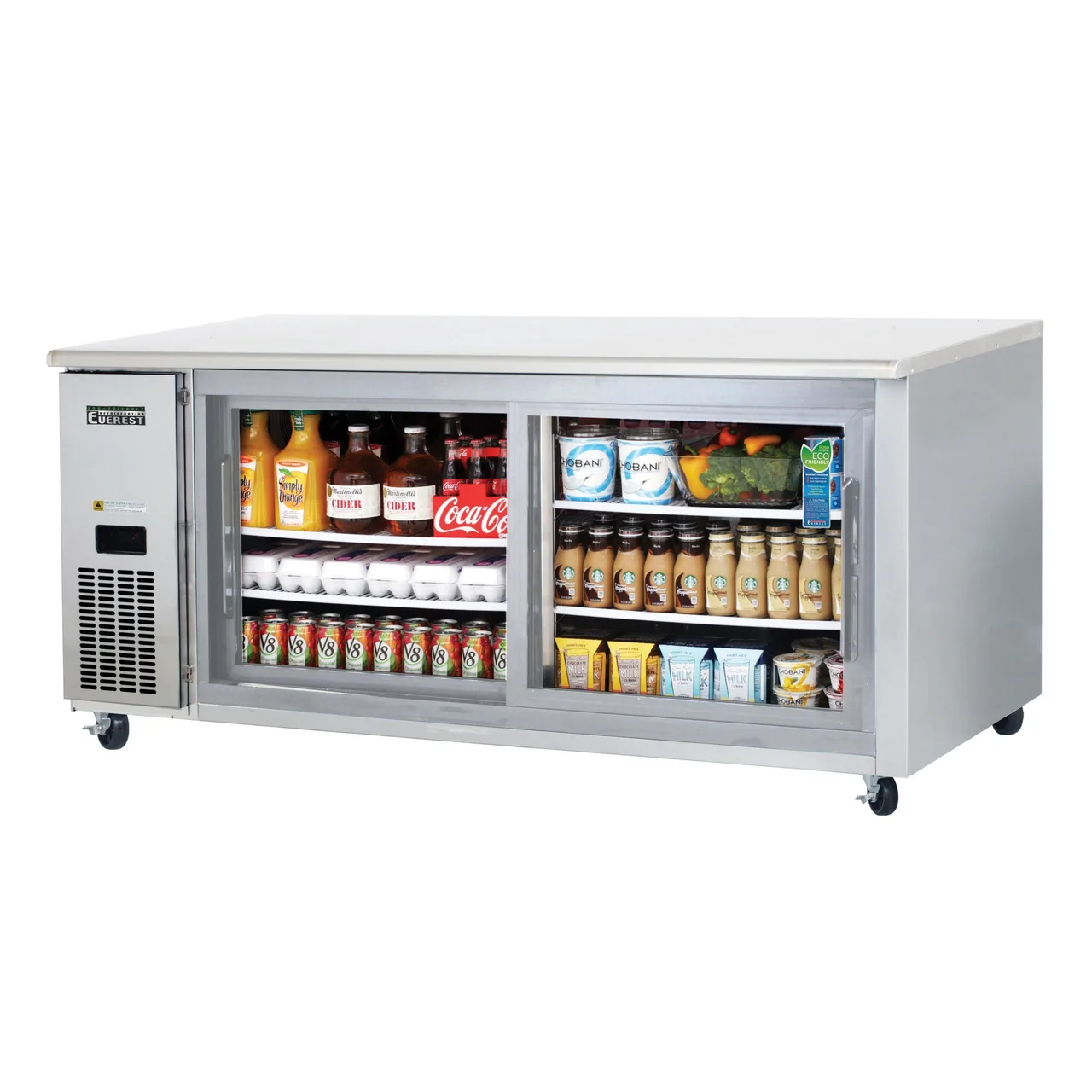Everest ETGWR2 71″ Two Section Undercounter Refrigerator w/ 2 Sliding Glass Doors, 22 cu. ft.