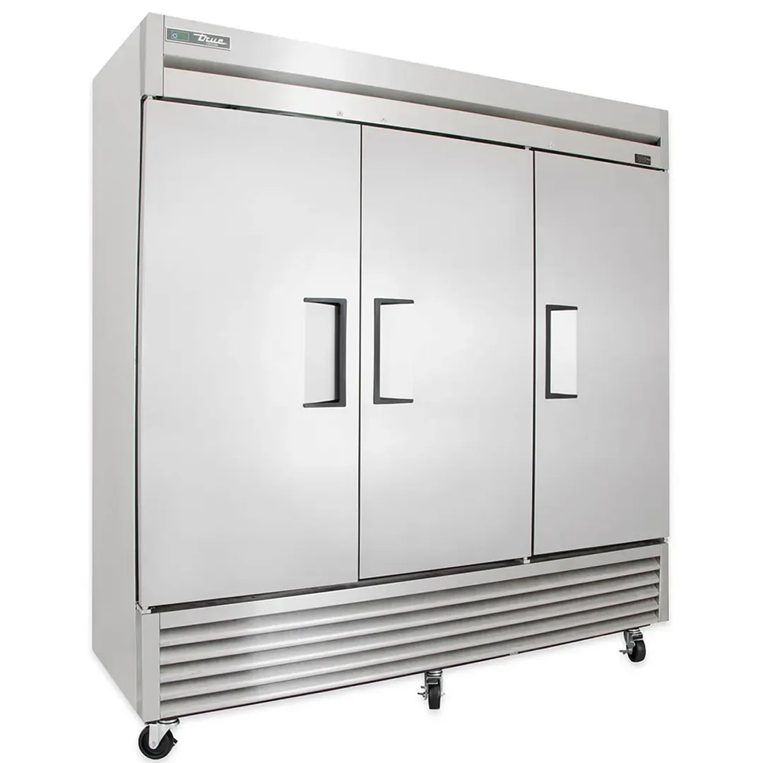 True T-72F-HC 78″ Three Section Reach-In Freezer w/ 3 Solid Doors, Stainless Steel Front Aluminum Sides, 115 V. 3