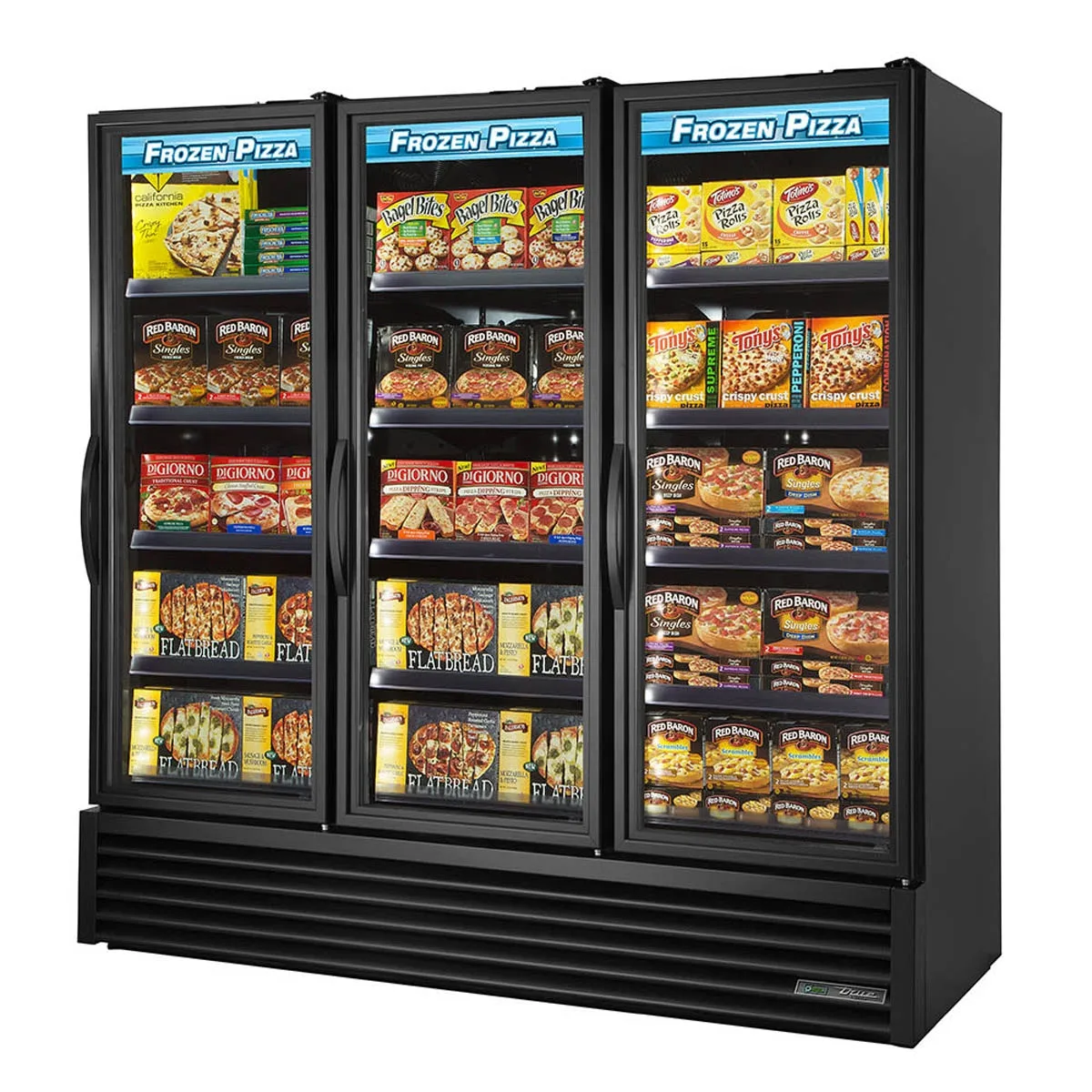 True FLM-81~TSL01 80″ Three Glass Swing Door Refrigerated Merchandiser in Black, 69 cu. ft.