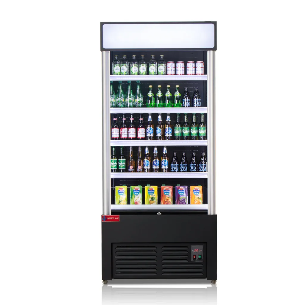 36″ Wide Open Air Merchandiser, Black Refrigerated Air Curtain Merchandiser, 120 V.