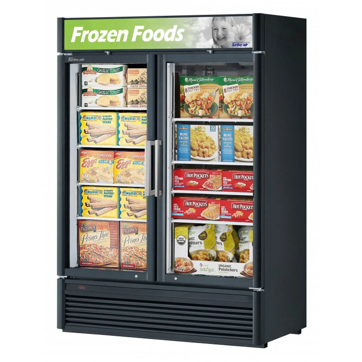 Turbo Air TGF-47SD-N 51″ Two Glass Door Freezer Merchandiser, White or Black, 39.0 cu. ft.