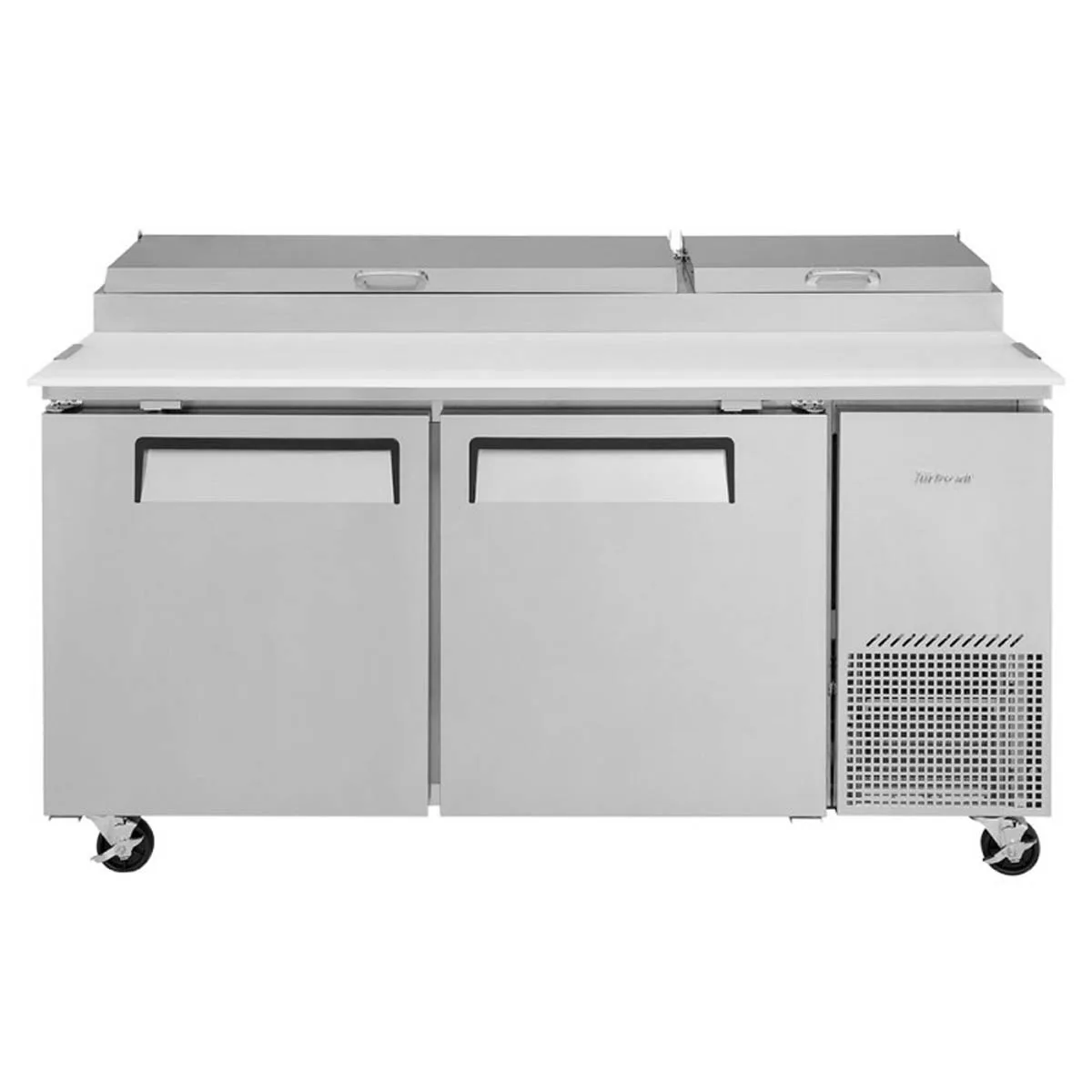 Turbo Air TPR-67SD-N 67″ Refrigerated Pizza Prep Table w/ 2 Doors, 9 Condiment Pans 6