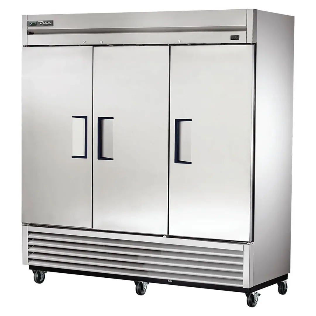 True T-72F-HC 78″ Three Section Reach-In Freezer w/ 3 Solid Doors, Stainless Steel Front Aluminum Sides, 115 V. 2
