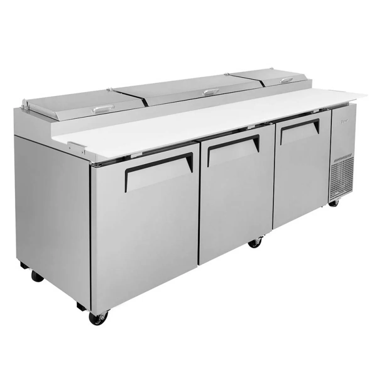 Turbo Air TPR-93SD-N 93″ Refrigerated Pizza Prep Table w/ 3 Doors, 12 Condiment Pans 6