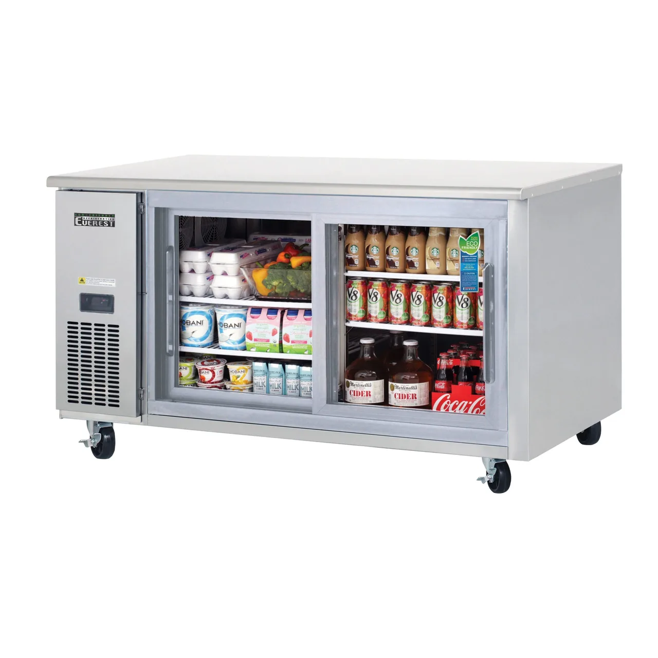 Everest ETGR2 59″ Two Section Undercounter Refrigerator w/ 2 Sliding Glass Doors, 18 cu. ft.