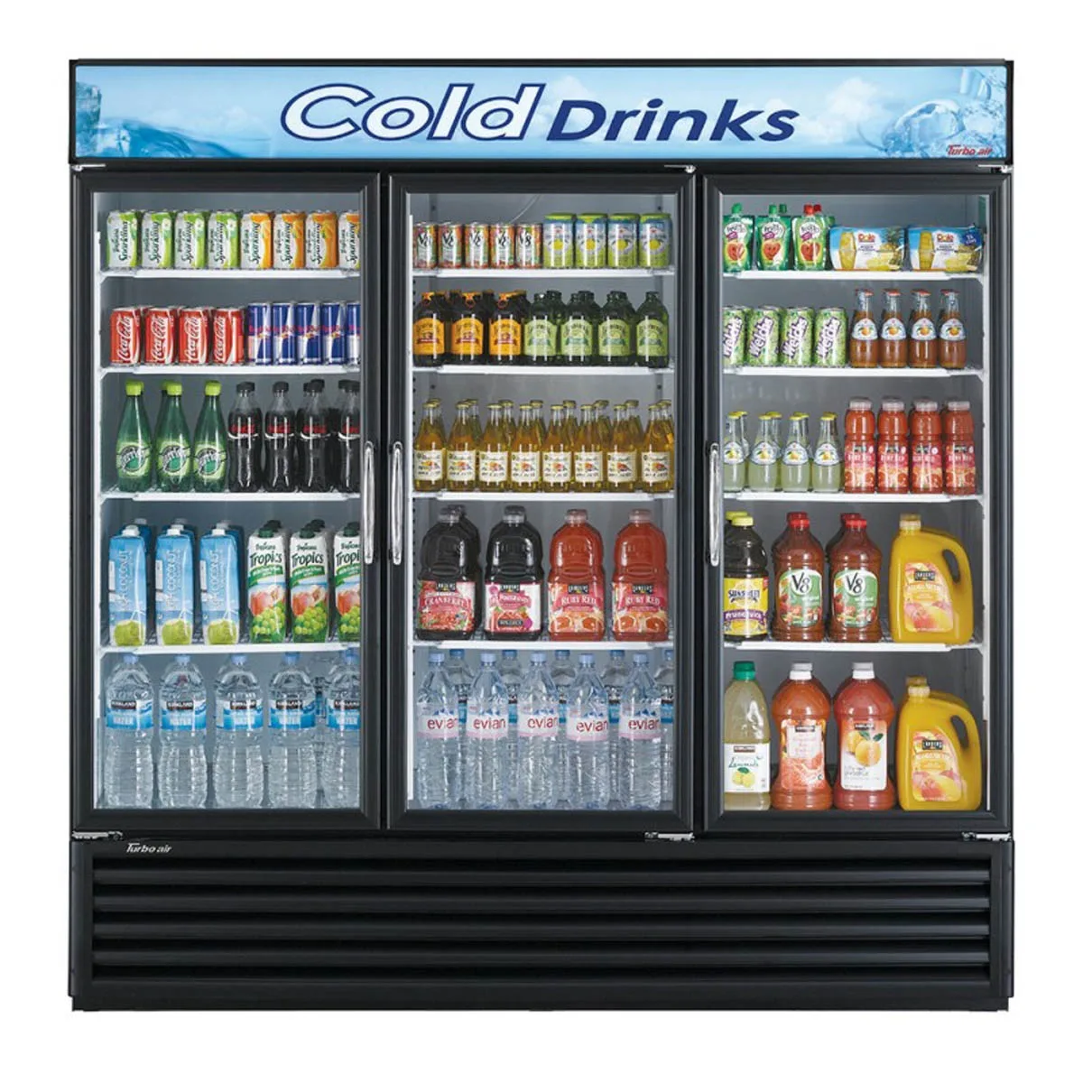 Turbo Air TGM-72RSB-N 78″ 3-Section Merchandiser Refrigerator w/ Swing Glass Door, 68 cu. ft.