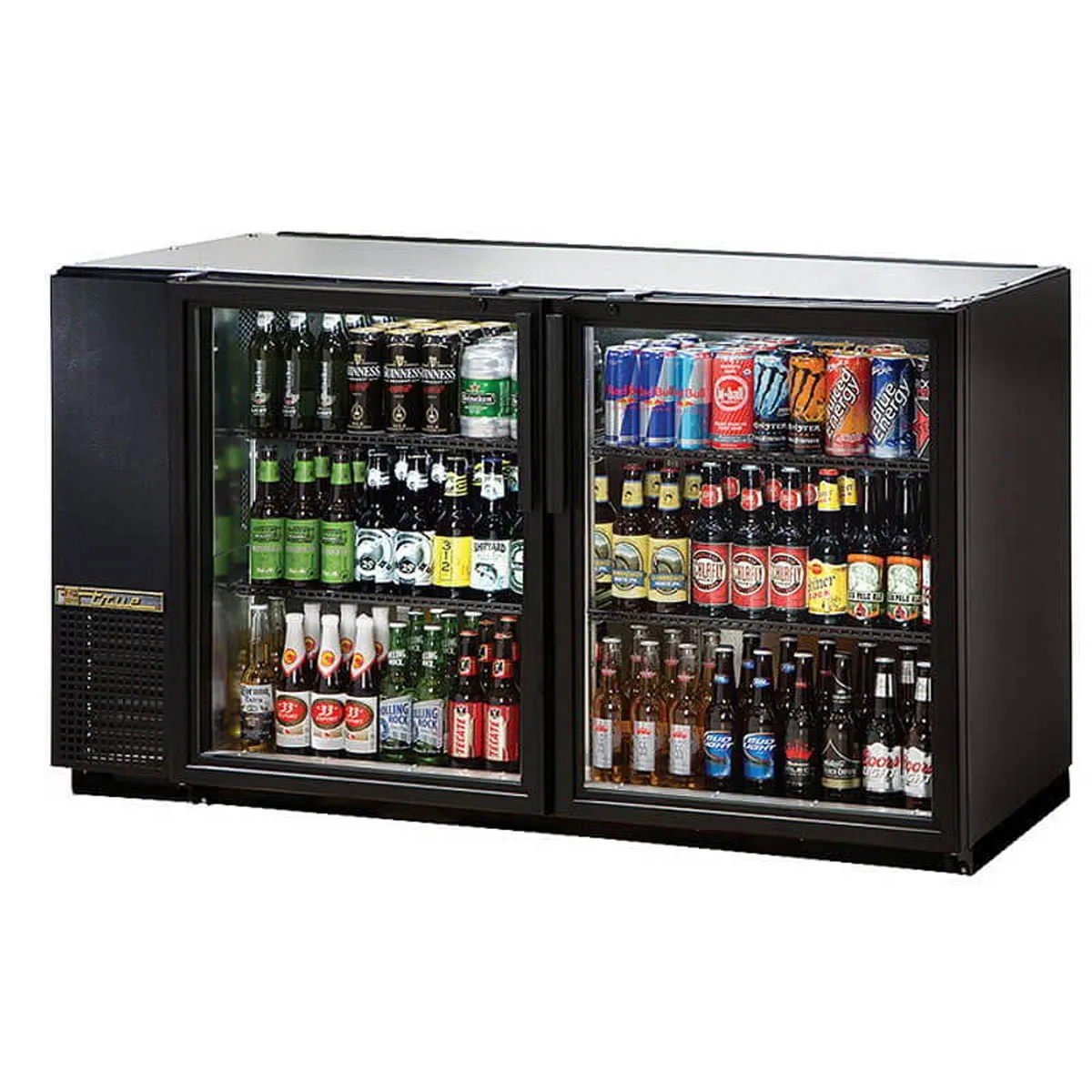 True TBB-24GAL-60G-HC-LD 59″ Two Glass Swing Door Galvanized Top Back Bar Cooler w/ LED