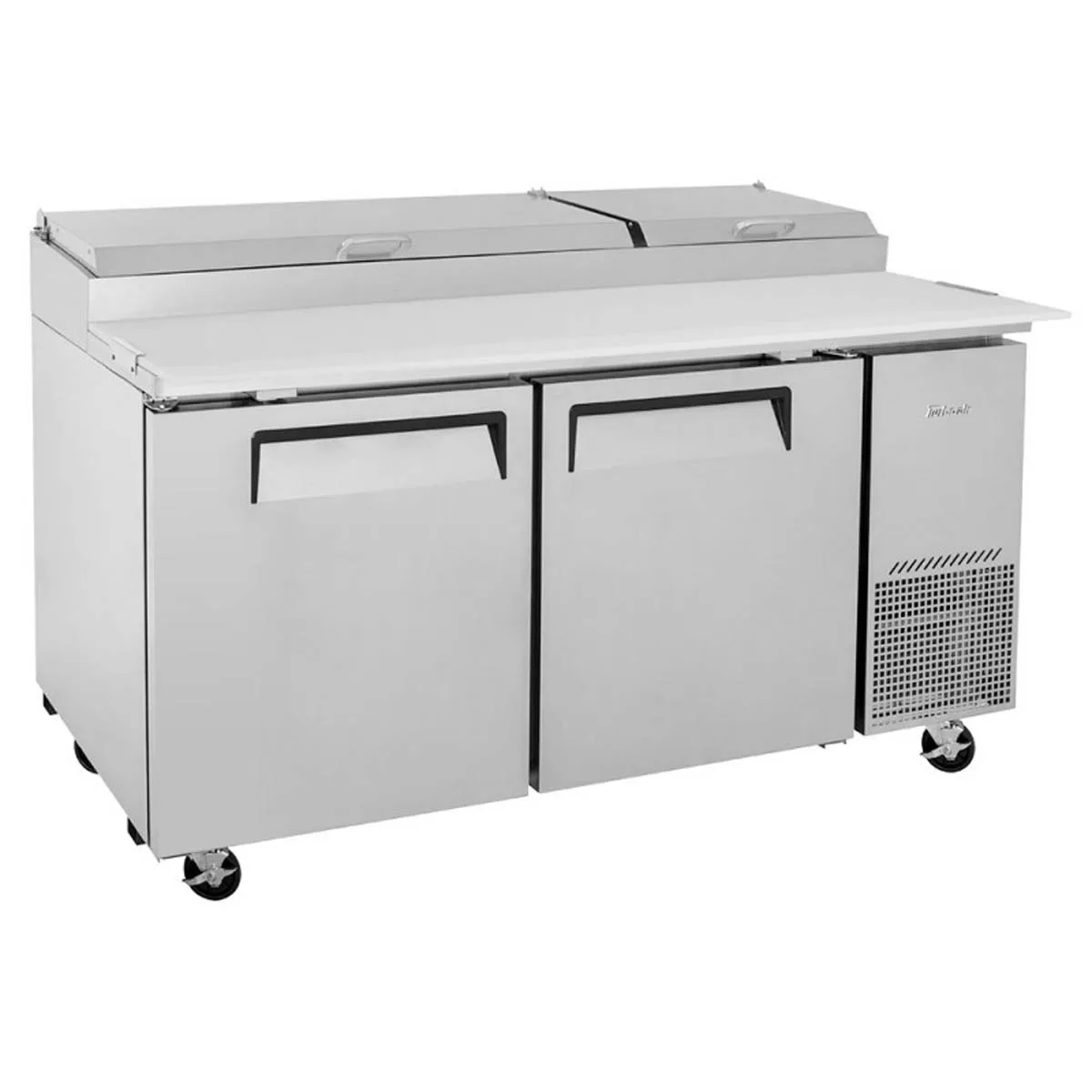 Turbo Air TPR-67SD-N 67″ Refrigerated Pizza Prep Table w/ 2 Doors, 9 Condiment Pans 5