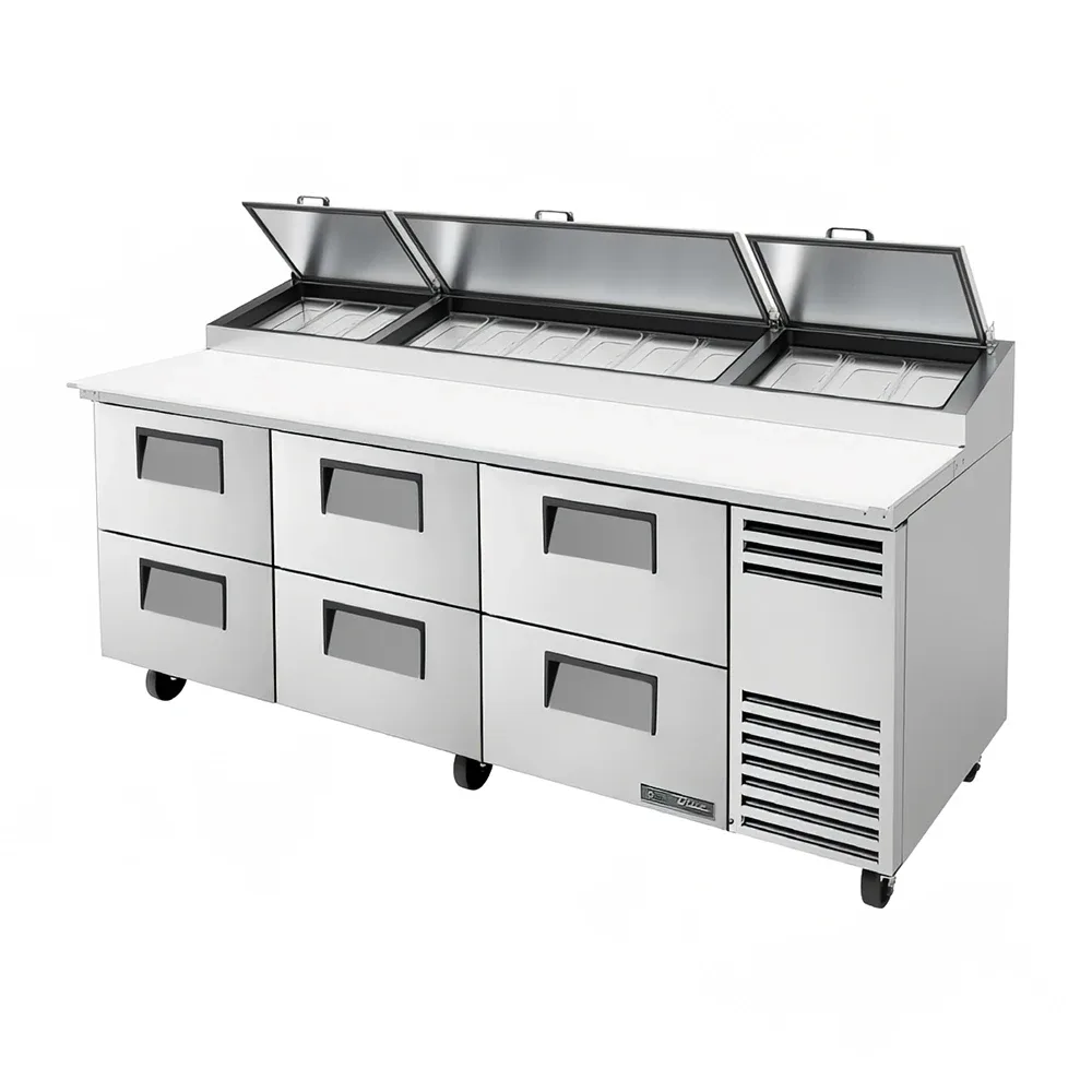 True TPP-AT2-93D-6-HC 93 1/2″ TPPAT Series Pizza Prep Table w/ Refrigerated Base, 115v