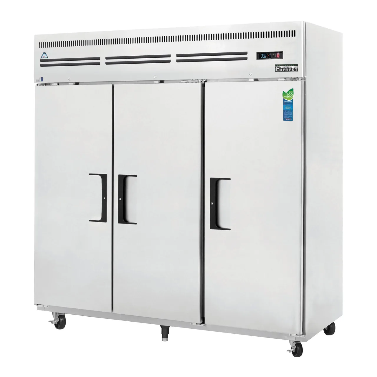 Everest ESR3 74″ Three Section Reach-In Refrigerator w/ 3 Solid Full Doors, Top Mount, Stainless Steel, 71 cu. ft.