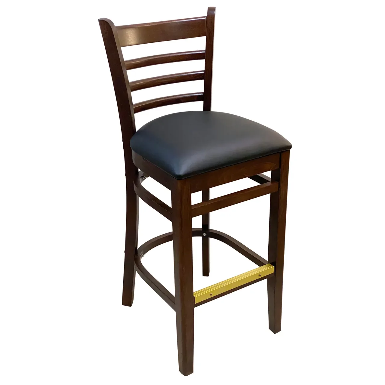 AAA Furniture Wholesale 411A-BS BVS Bar Stool with Flared Ladder Back and Upholstered Seat, Black (Quick Ship)