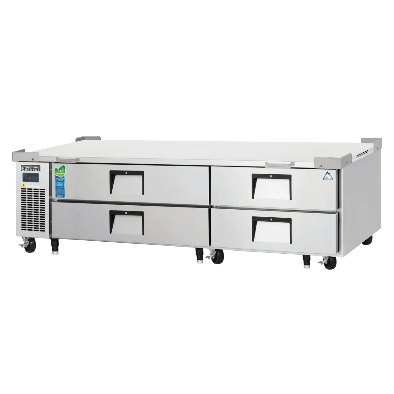 Everest ECB82-84D4 84″ 2- Section Refrigerated Chef Base w/ Heavy Duty 4 Drawers