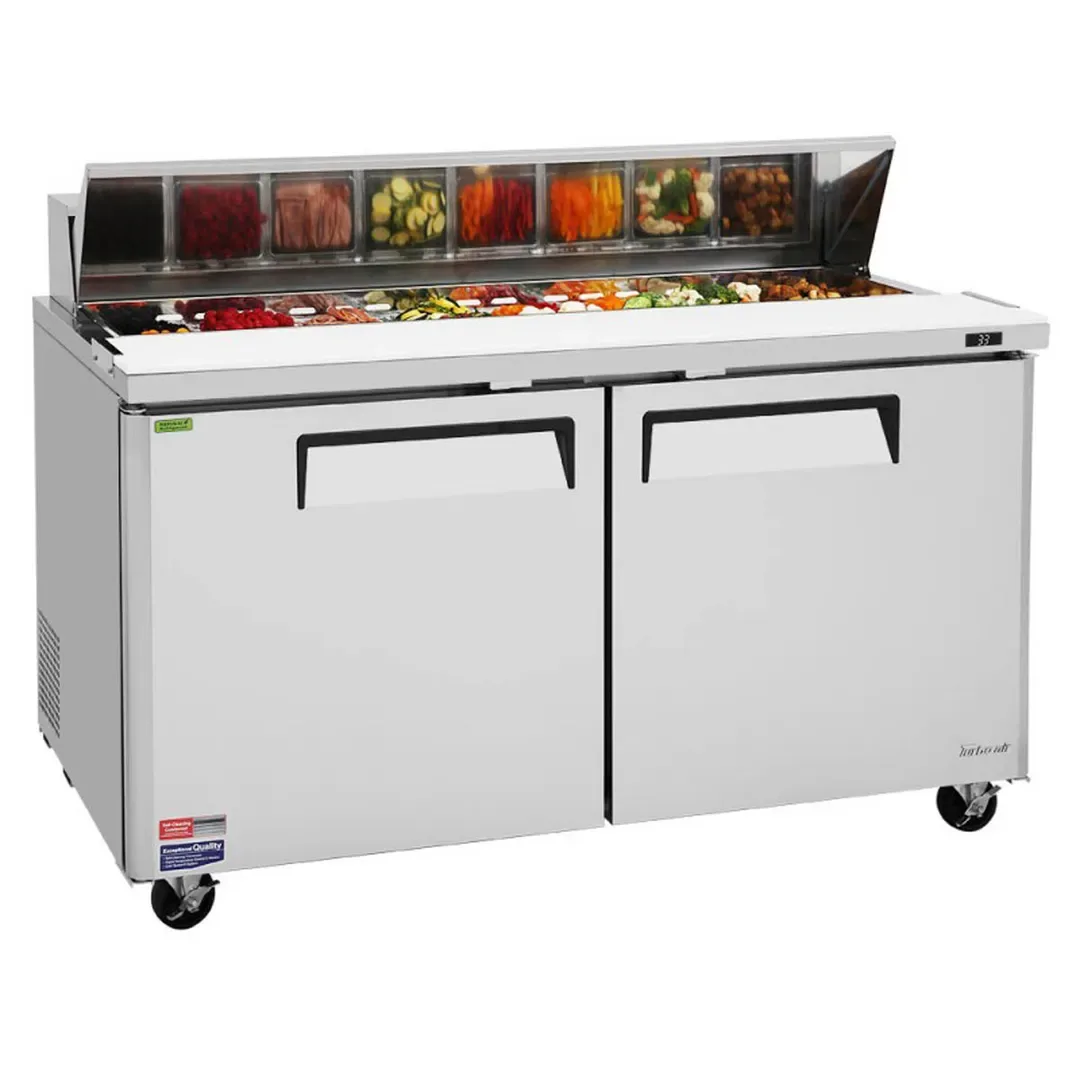Turbo Air MST-60-N 60″ Two Section Sandwich / Salad Prep Table w/ 2 Doors, 16 Pans
