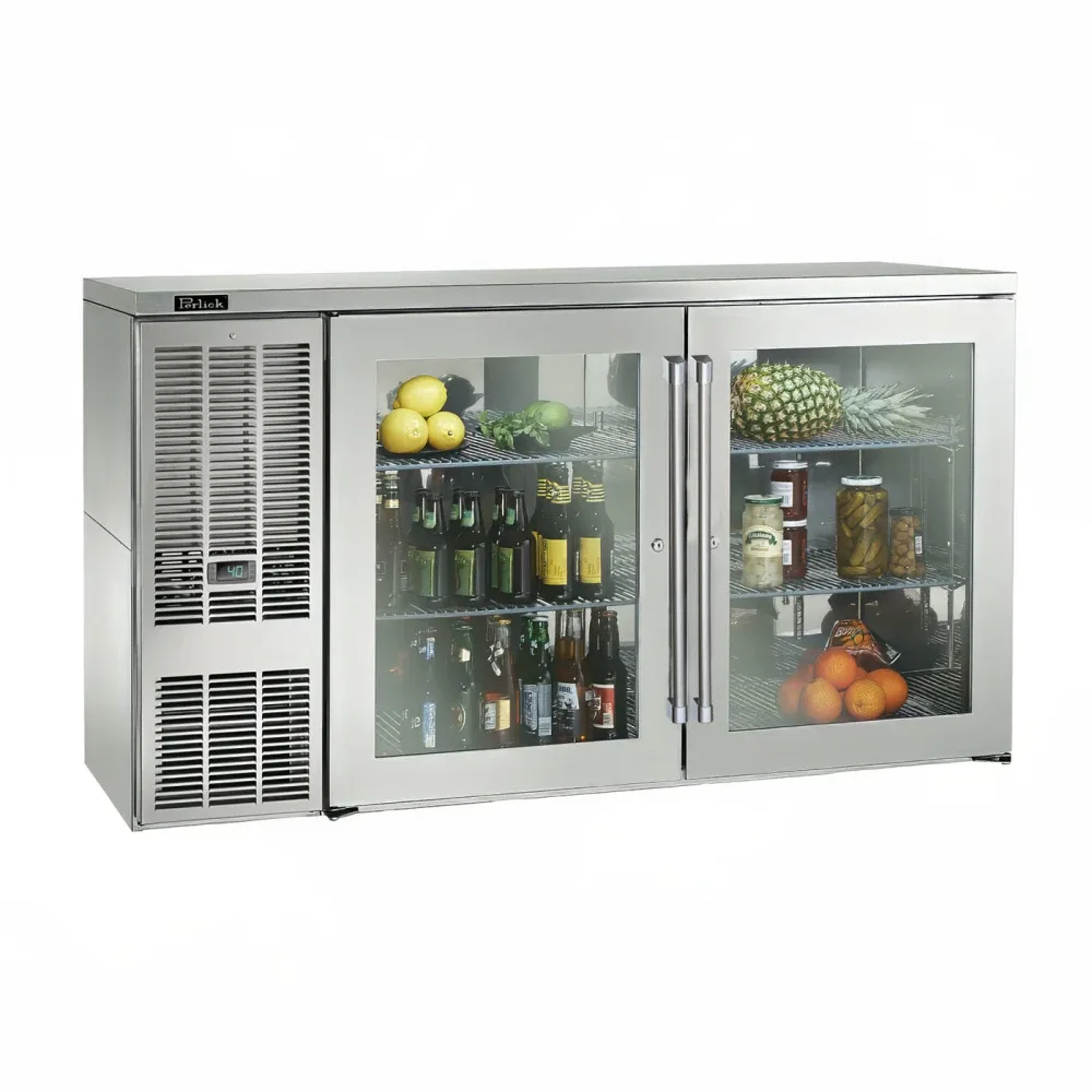Perlick BBS60-SG-L-STK 60″ Bar Refrigerator – 2 Swinging Glass Doors, Stainless, 120v