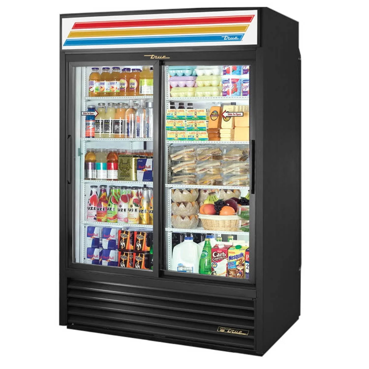 True GDM-47-HC-LD 54″ 2-Section Glass Sliding Door Refrigerated Merchandiser, 44 Cu. Ft.