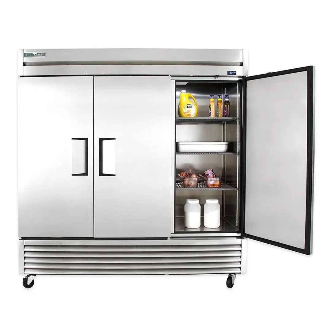 True T-72-HC 78″ Three Section Reach-In Refrigerator w/ 3 Solid Doors, Bottom Mount, Stainless Steel Front-Aluminum Sides 6