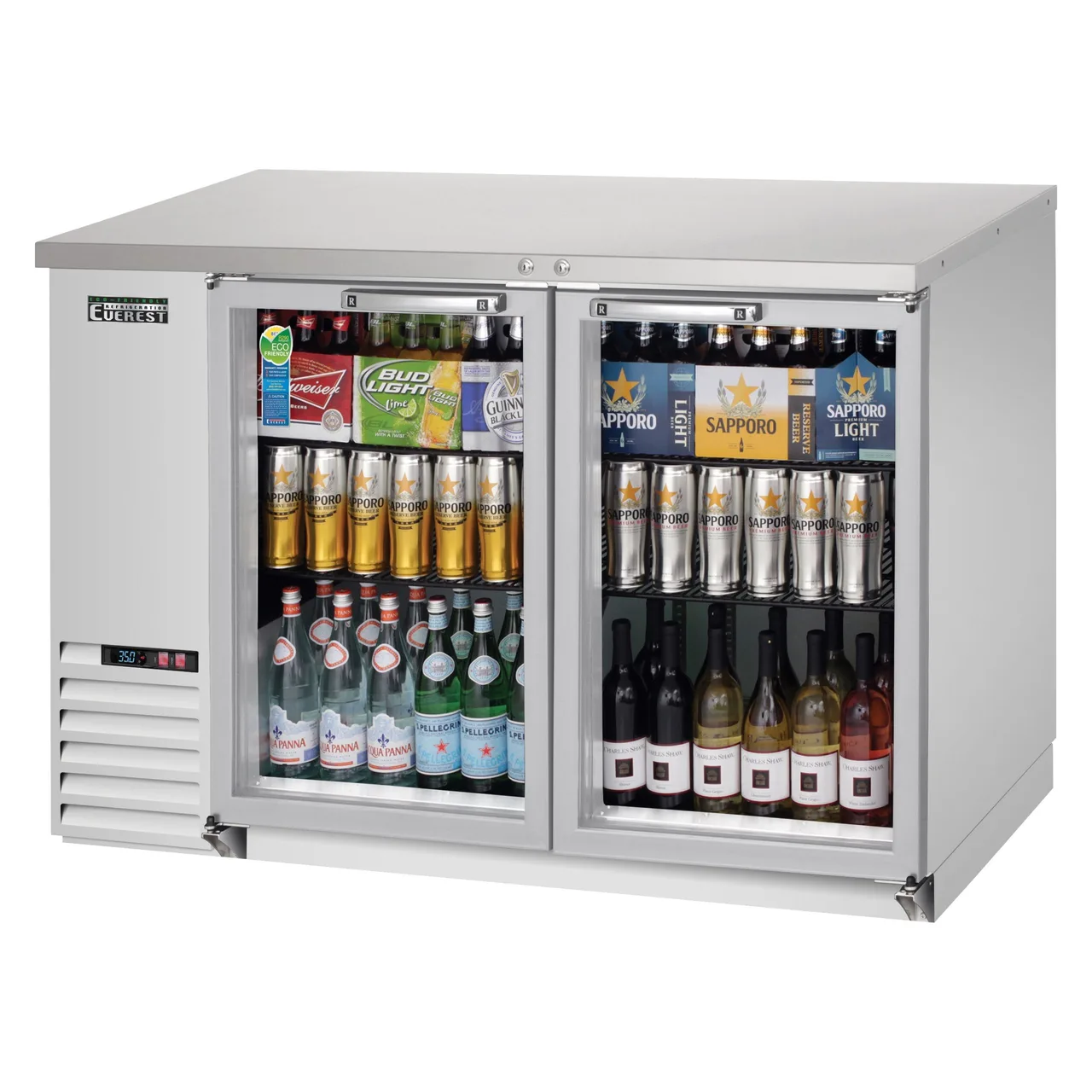 Everest EBB48G-SS 49″ Two Section Back Bar Cooler with Glass Door, 14.0 cu. ft.