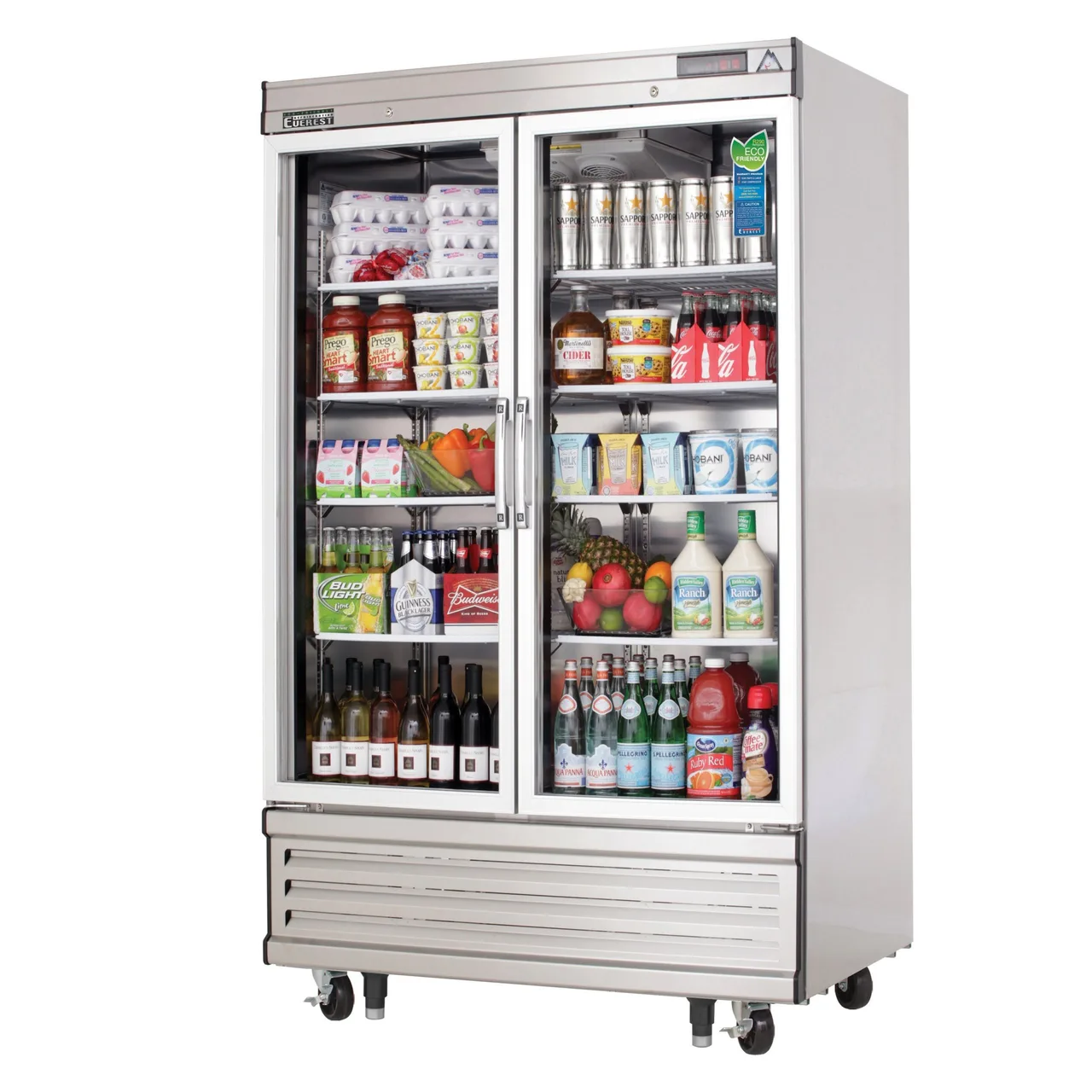 Everest EBGNR2 39″ Two Section Reach-In Refrigerator w/ 2 Glass Full Doors, Bottom Mount, Stainless Steel, 33 cu. ft.