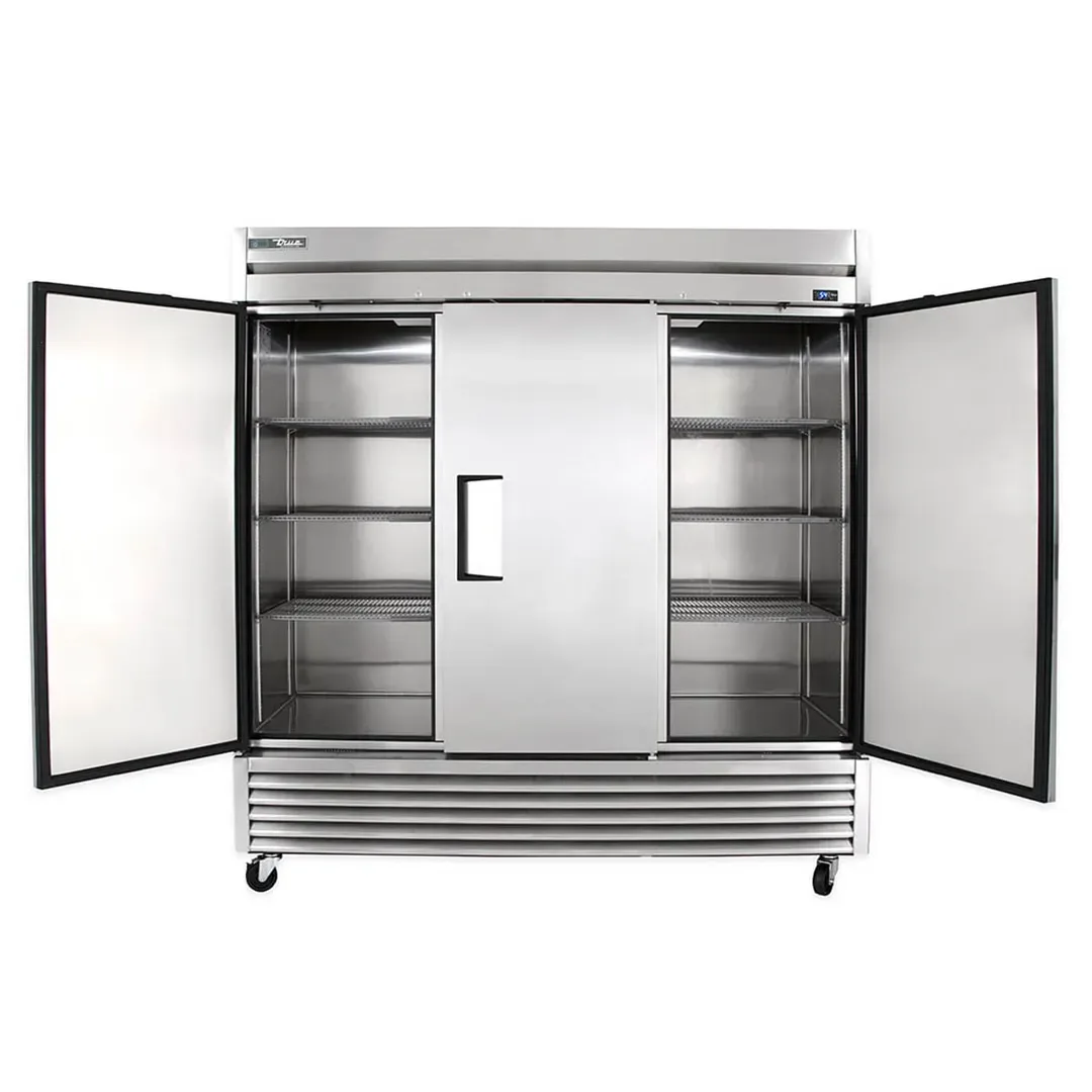 True T-72-HC 78″ Three Section Reach-In Refrigerator w/ 3 Solid Doors, Bottom Mount, Stainless Steel Front-Aluminum Sides 5