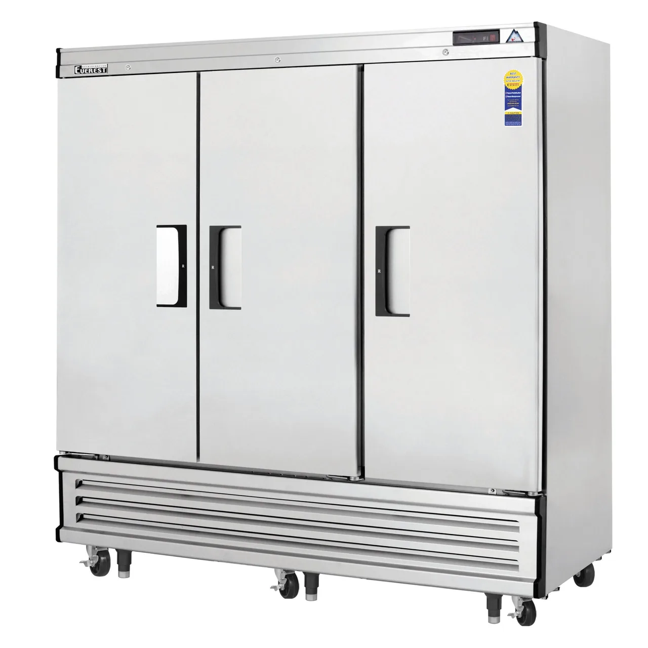 Everest EBF3 74″ Three Section Reach-In Freezer w/ 3 Solid Doors, Bottom Mount, 71 cu. ft.