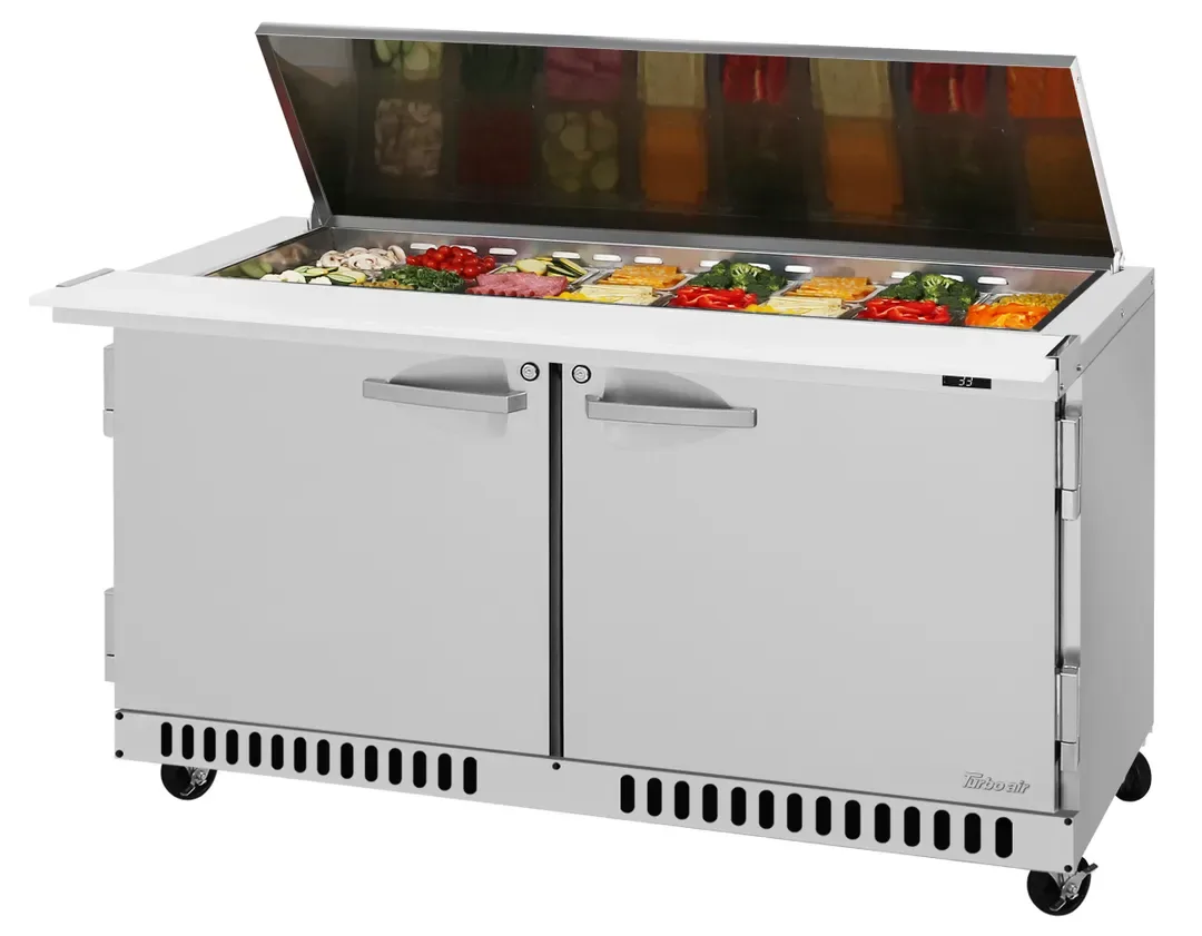 Turbo Air PST-60-24-FB-N-FL 60″ Mega Top Sandwich/Salad Prep Table w/ 2 Doors, 24 Pans