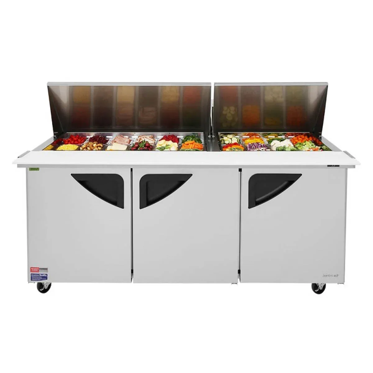 Turbo Air TST-72SD-30-N 72″ Mega Top Sandwich/Salad Prep Table w/ 3 Doors, 30 Pans