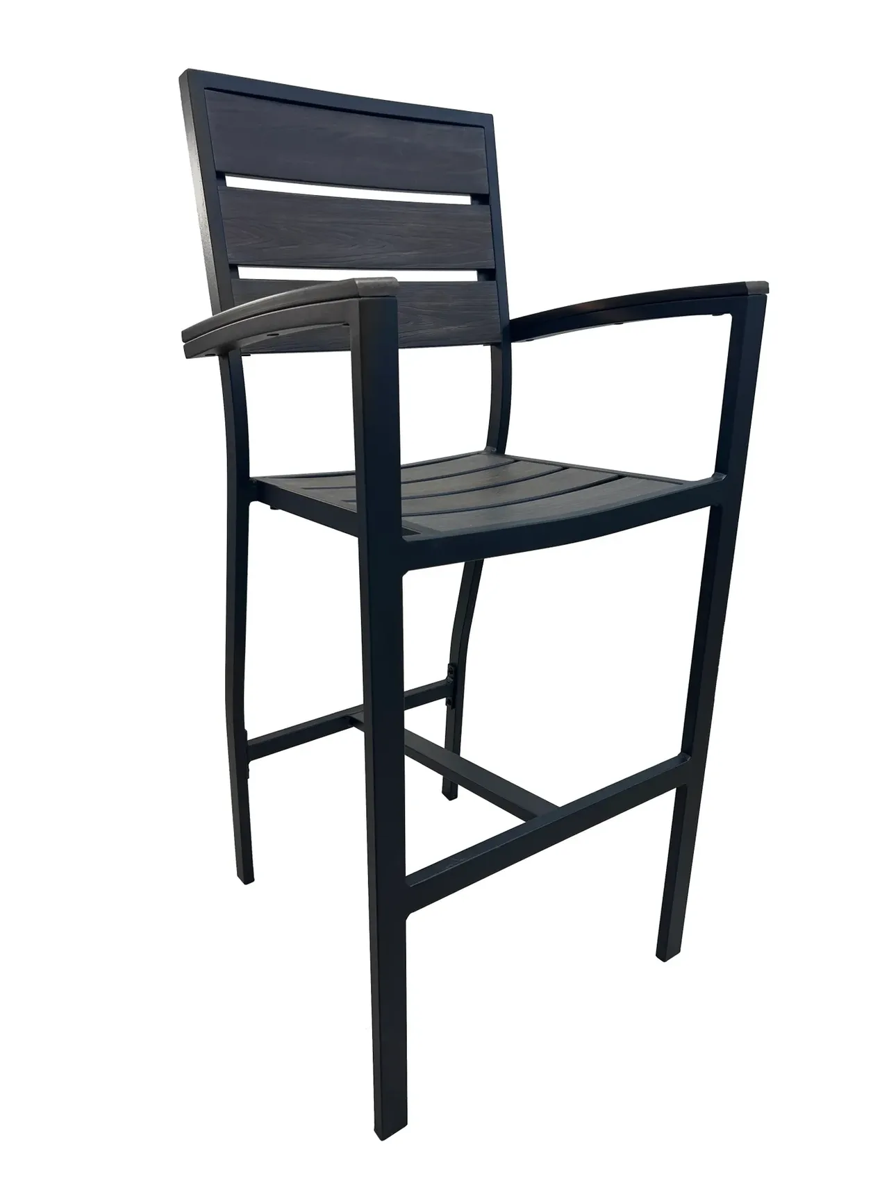 AAA Furniture Wholesale FB-09BS/ARM Aluminum Barstool with Walnut Teakwood Back & Seat (Quick Ship)