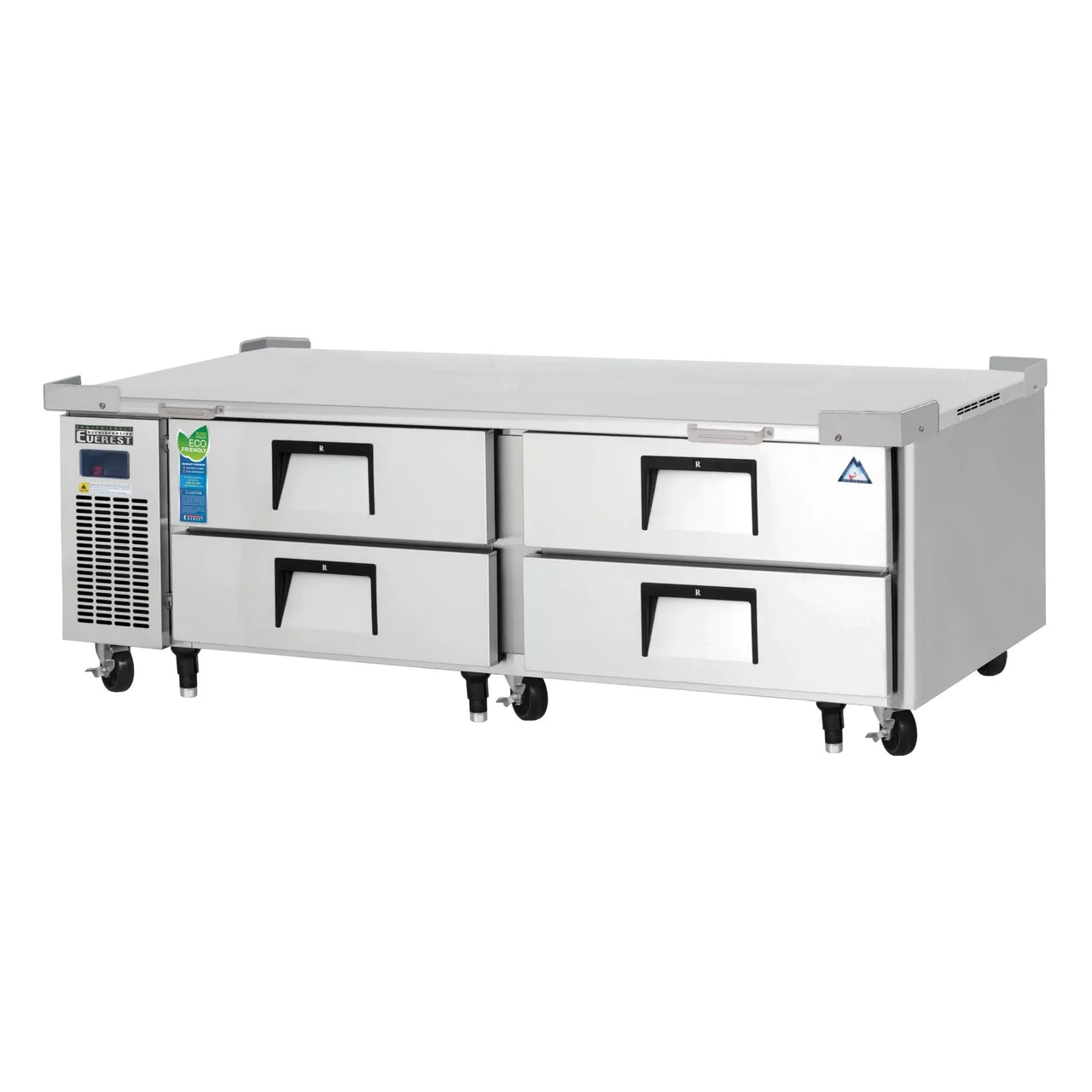 Everest ECB72D4 72″ 2- Section Refrigerated Chef Base w/ Heavy Duty 4 Drawers