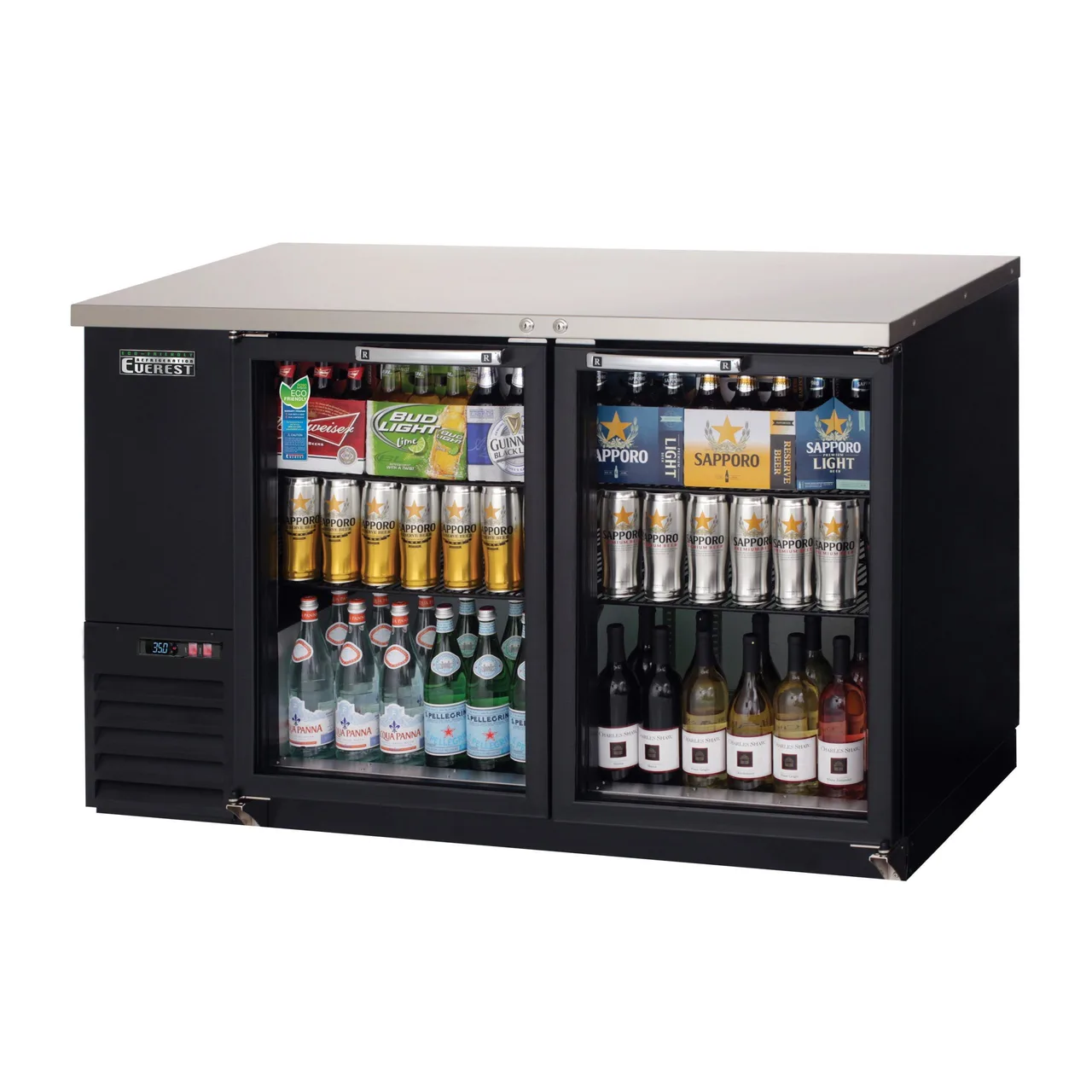 Everest EBB59G 57″ Two Section Back Bar Cooler with Glass Door, 20.0 cu. ft.
