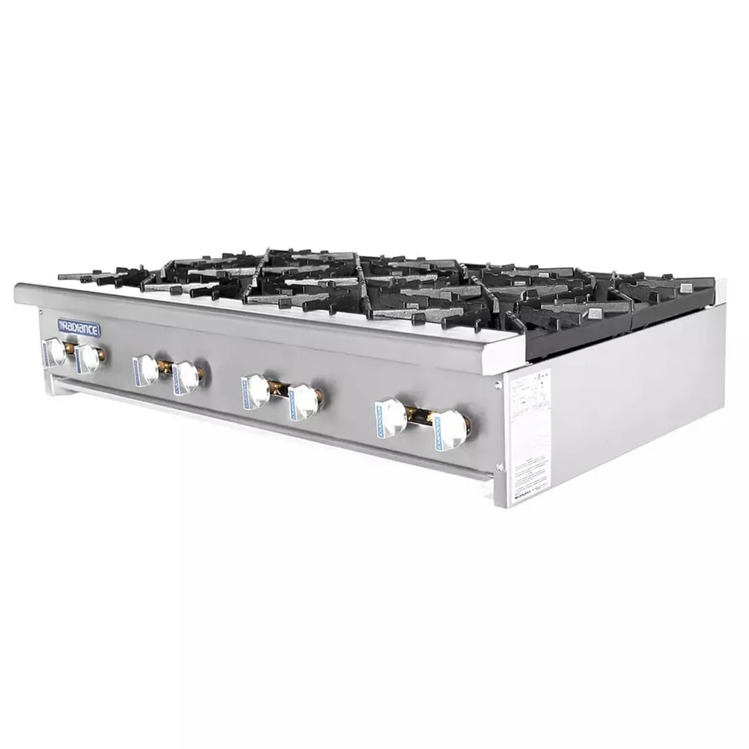 Turbo Air TAHP-48-8 48″ Countertop Gas Hotplate with (8) Burners, Manual Control, 256.000 BTU