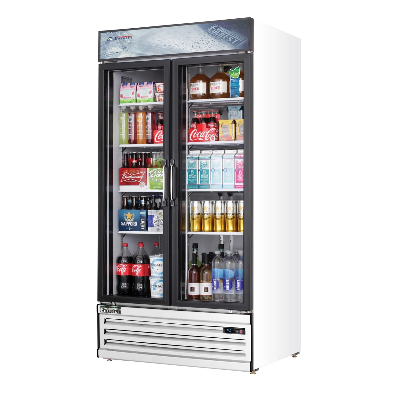 Everest EMSGR33 39″ Two Doors Merchandiser Refrigerator, White Exterior, 36 cu. ft.